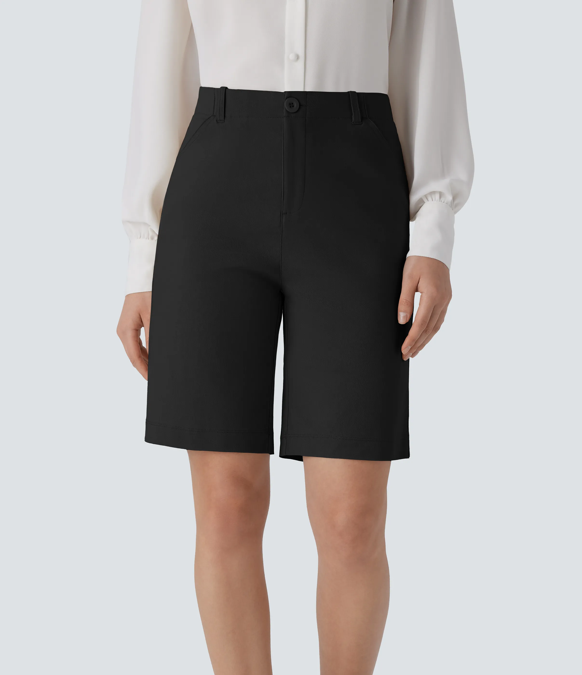 Halara Pantalón corto oficina bolsillo lateral cierre botón tiro medio 22.8cm - Black - L sold by Halara product image thumbnail 4