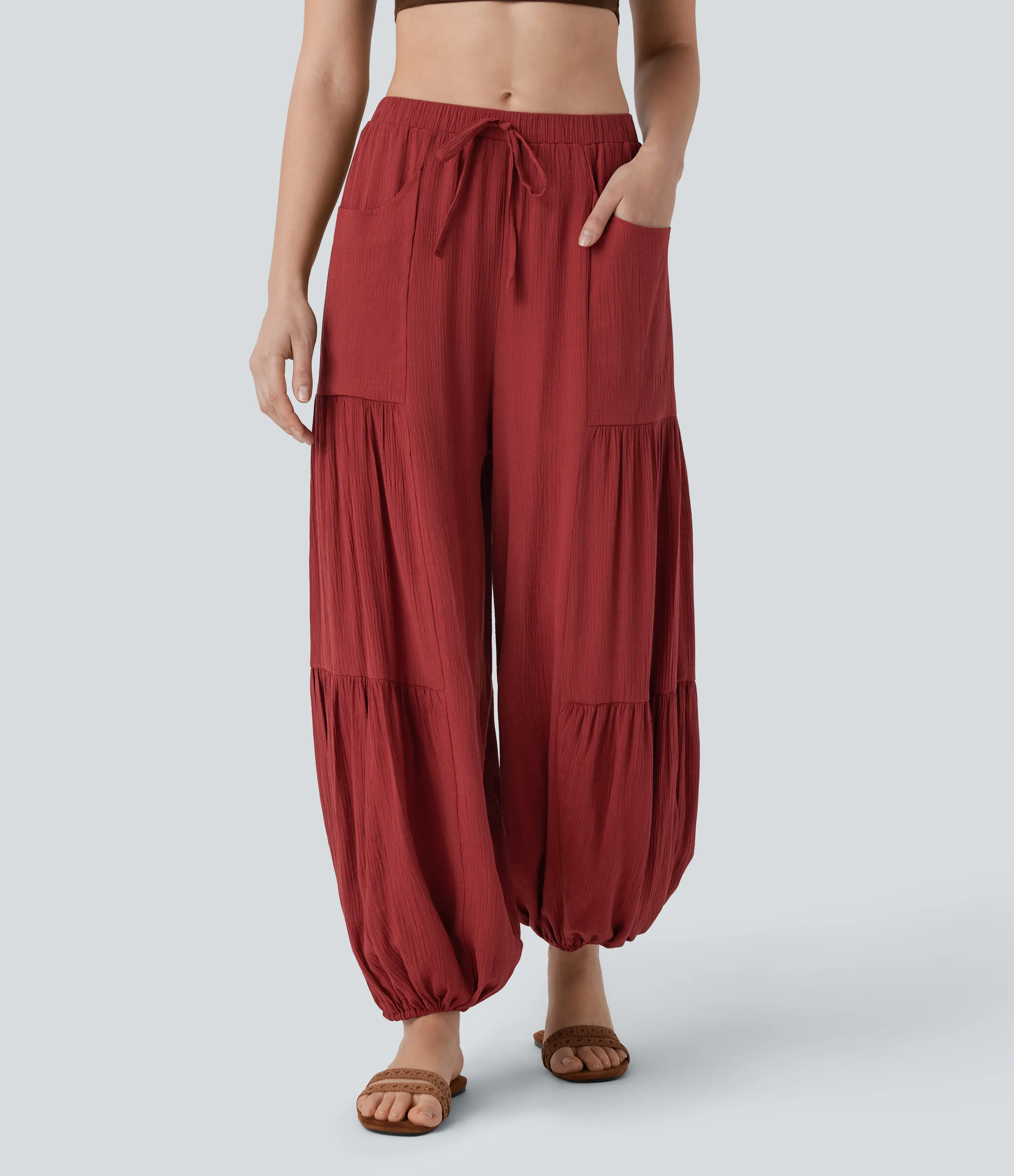 Halara Joggers relaje resort tiro medio bolsillo lateral cordón ajustable - Brandy Snifter - S(regular) sold by Halara