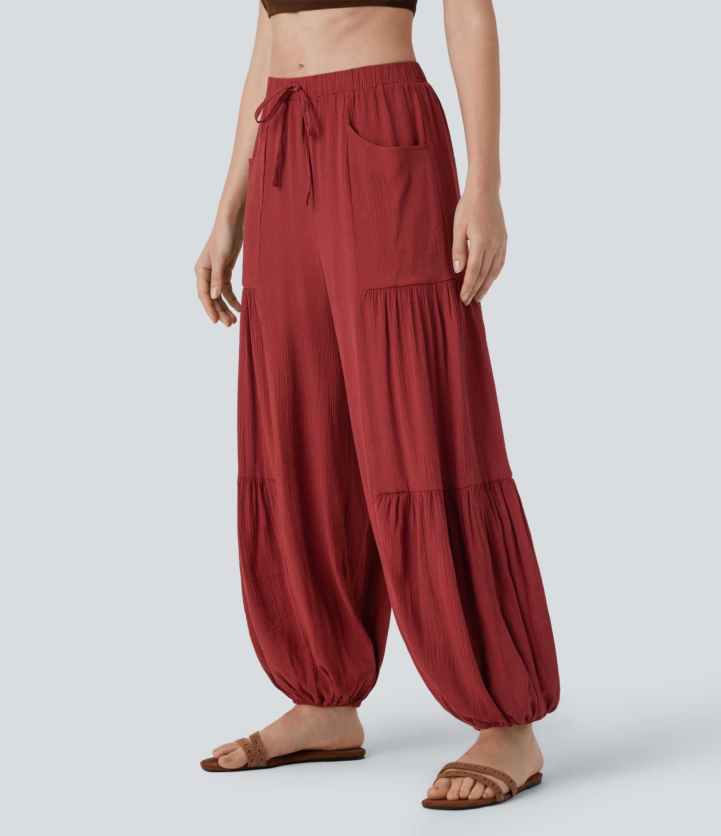 Halara Joggers relaje resort tiro medio bolsillo lateral cordón ajustable - Brandy Snifter - S(regular) sold by Halara product image thumbnail 4
