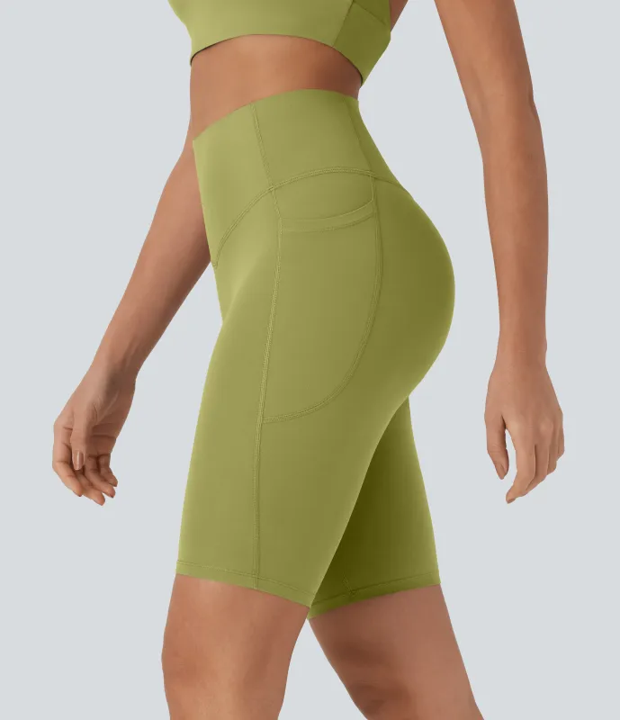 Halara Shorts biker Halara UltraSculpt™ moldeadores tiro alto con reductor de abdomen y bolsillos laterales 22.8cm - Moss - M made by Halara