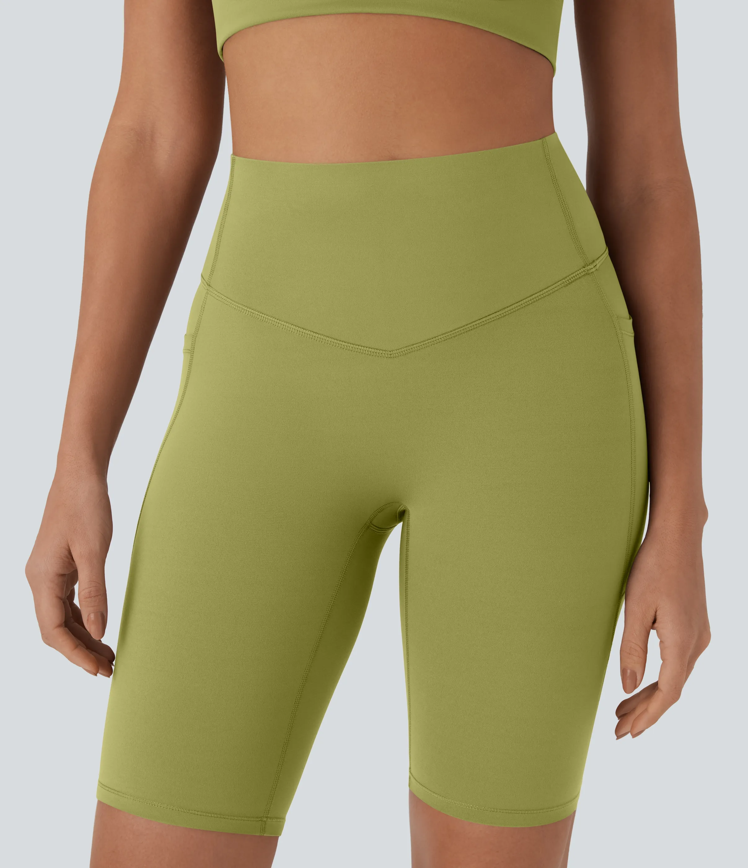 Halara Shorts biker Halara UltraSculpt™ moldeadores tiro alto con reductor de abdomen y bolsillos laterales 22.8cm - Moss - M sold by Halara product image thumbnail 4