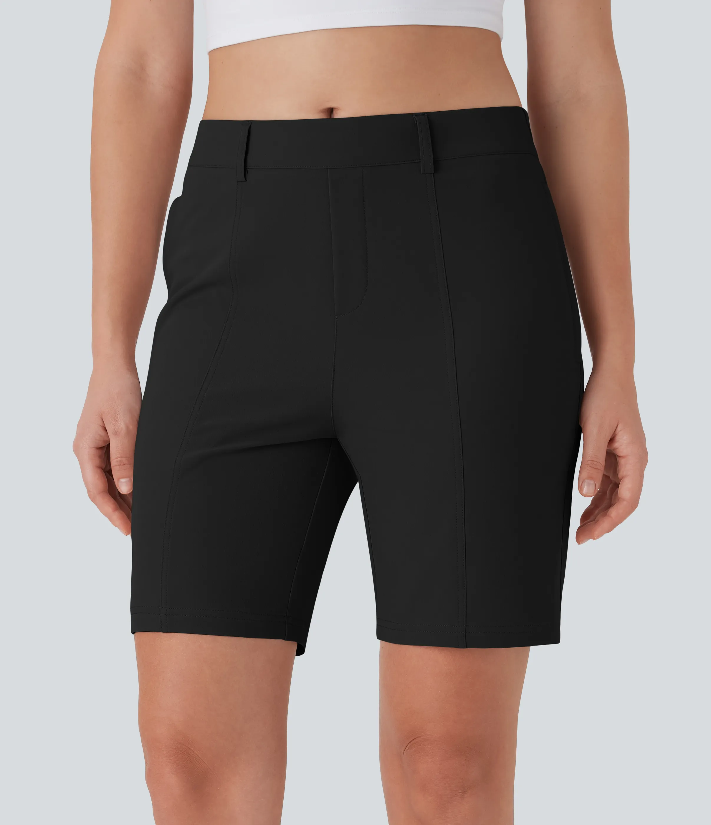 Halara Bermudas casuales de tiro medio de secado rápido con bolsillos - UPF 40+ - Black - XS sold by Halara product image thumbnail 2