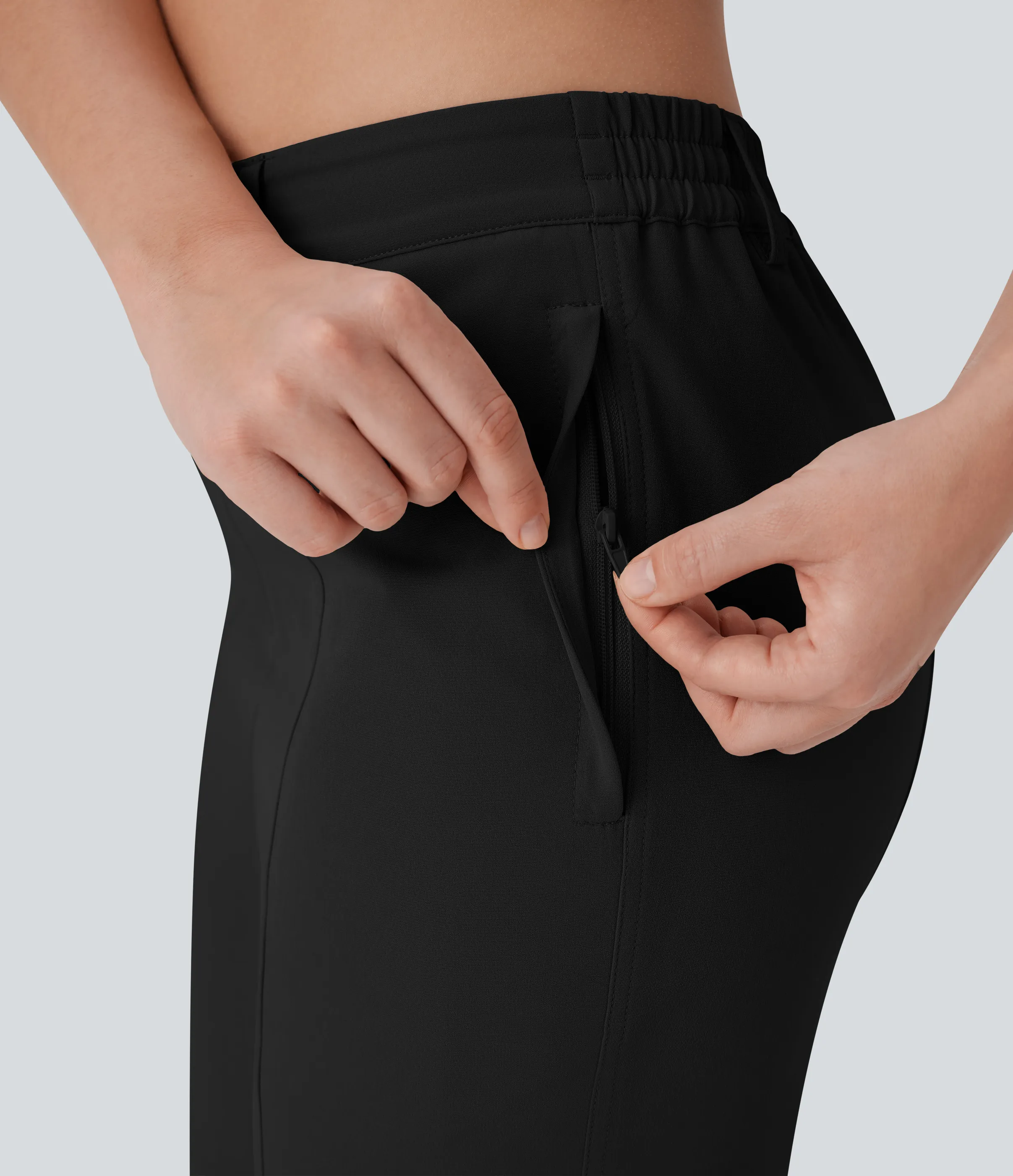 Halara Bermudas casuales de tiro medio de secado rápido con bolsillos - UPF 40+ - Black - XS sold by Halara product image thumbnail 5