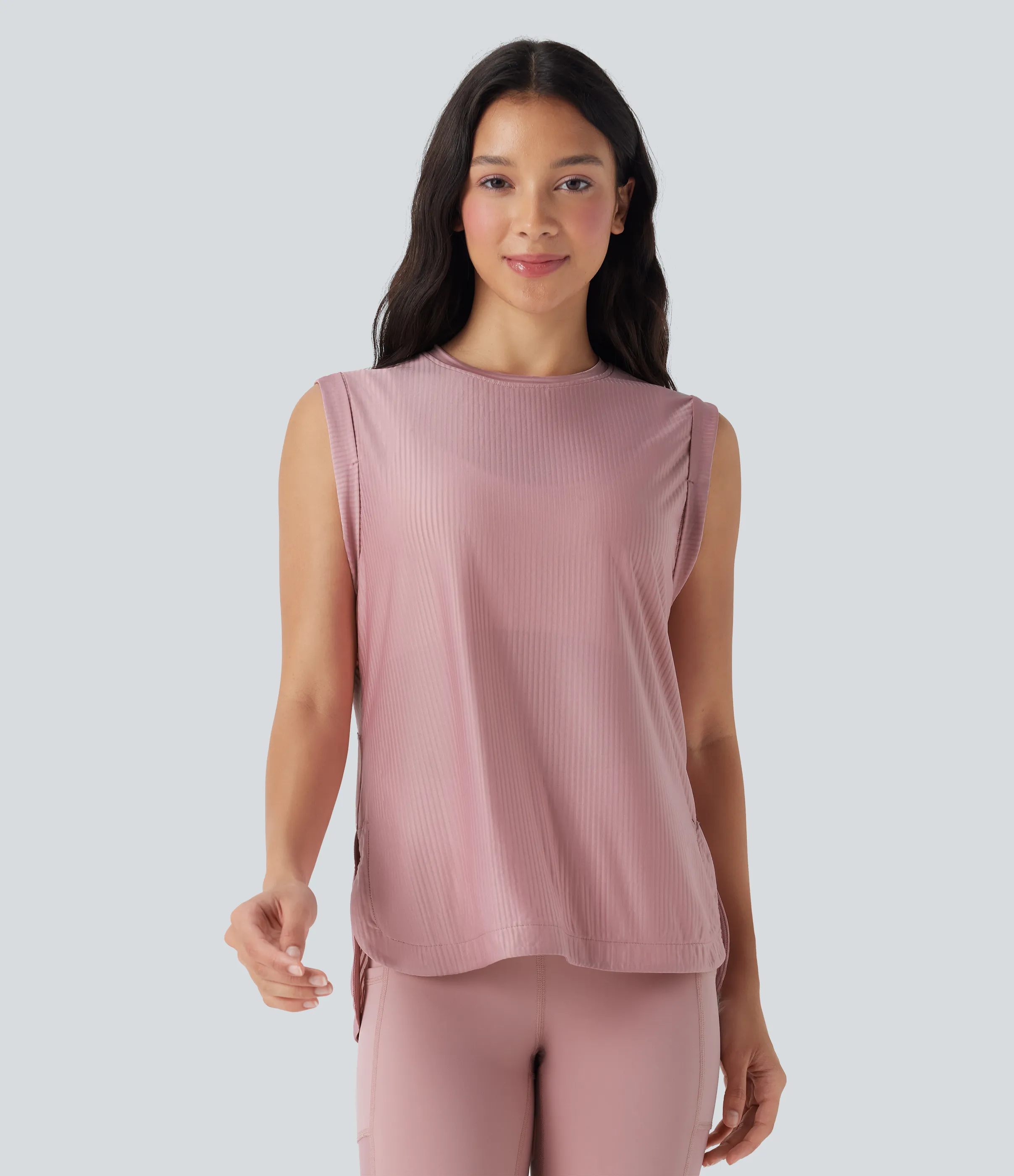 Halara Camiseta de yoga de secado rápido con cuello redondo y dobladillo curvo - Soft Berry - M sold by Halara product image thumbnail 2