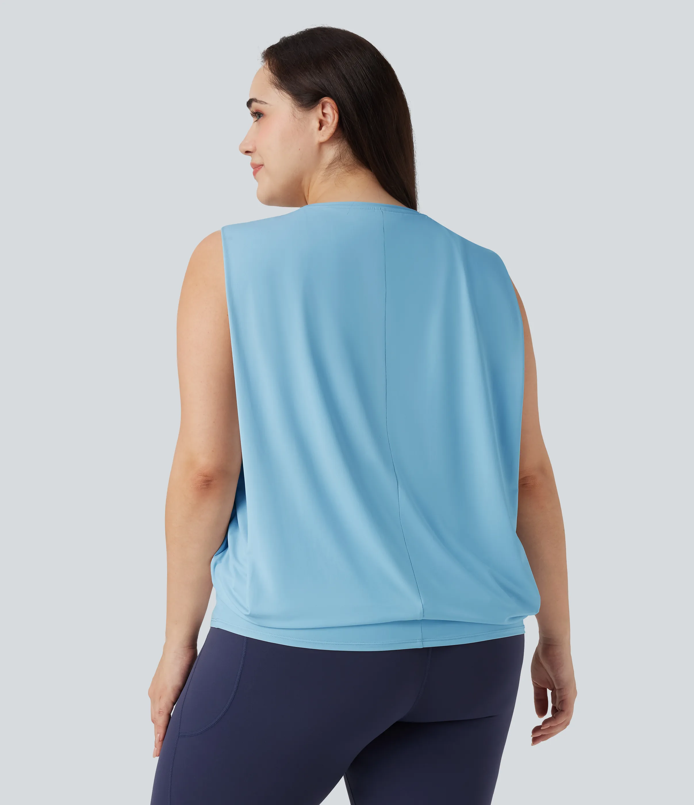 Halara Camiseta de yoga de talla grande con cuello redondo y tacto fresco - UPF 50+ - Sky Blue - 1X sold by Halara product image thumbnail 3