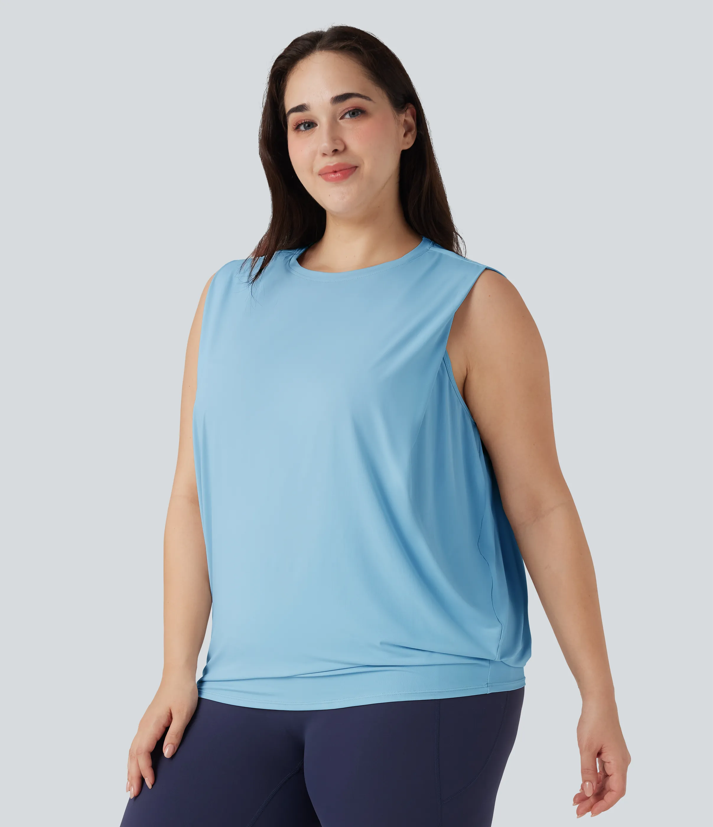Halara Camiseta de yoga de talla grande con cuello redondo y tacto fresco - UPF 50+ - Sky Blue - 1X sold by Halara product image thumbnail 4