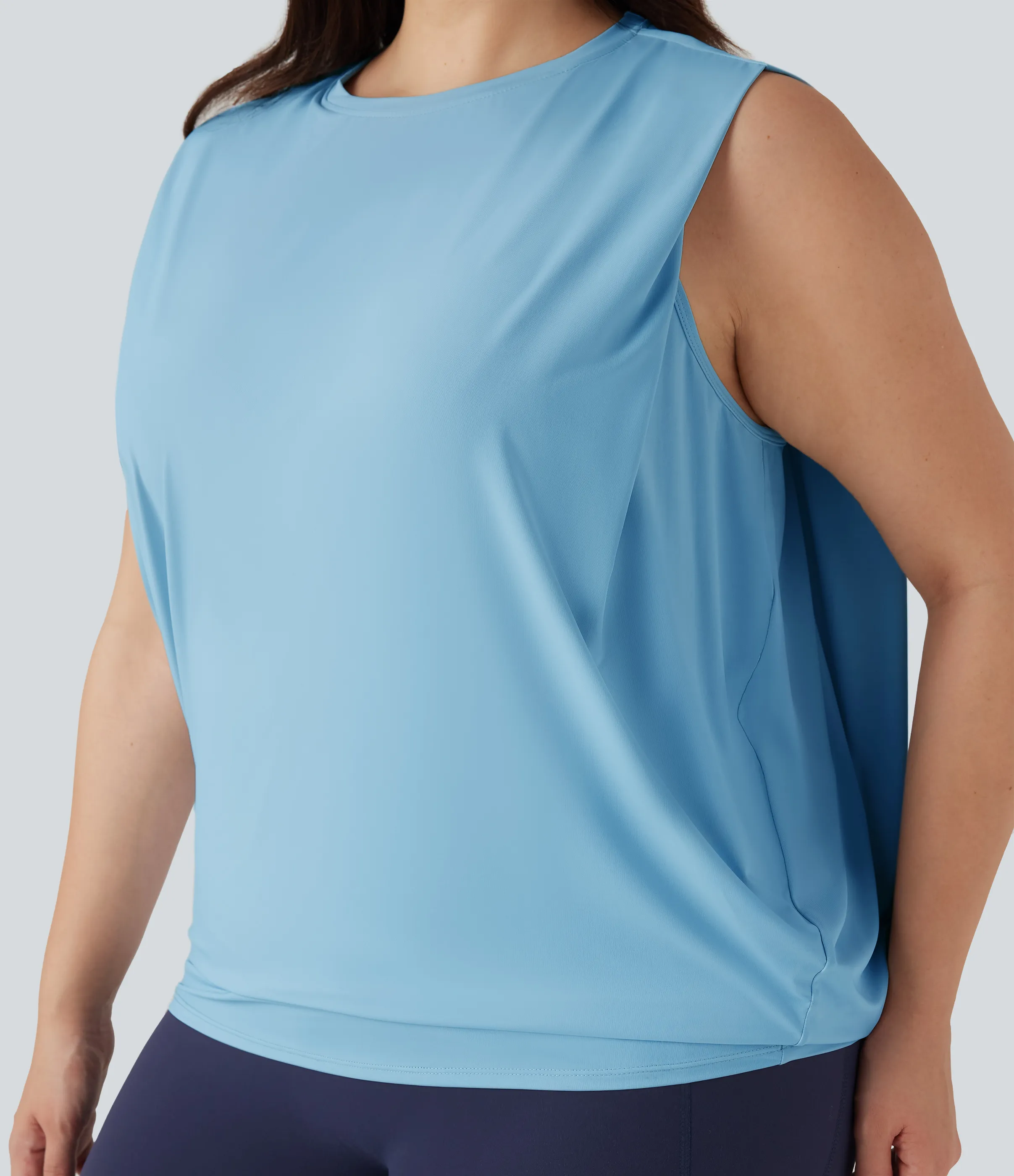 Halara Camiseta de yoga de talla grande con cuello redondo y tacto fresco - UPF 50+ - Sky Blue - 1X sold by Halara product image thumbnail 5
