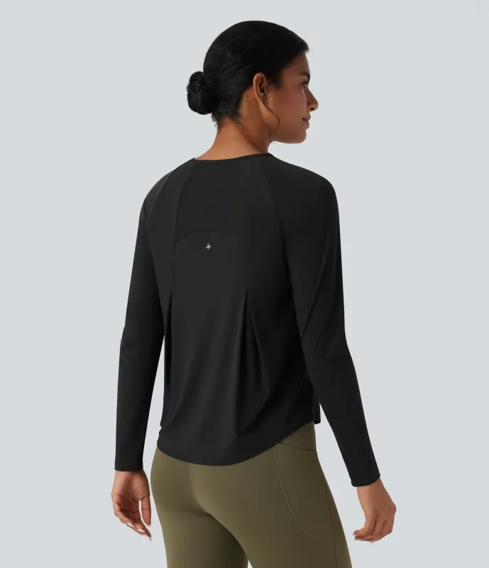 Halara Camiseta deportiva para running de secado rápido con tacto fresco y dobladillo curvo de malla en contraste - Black - M made by Halara