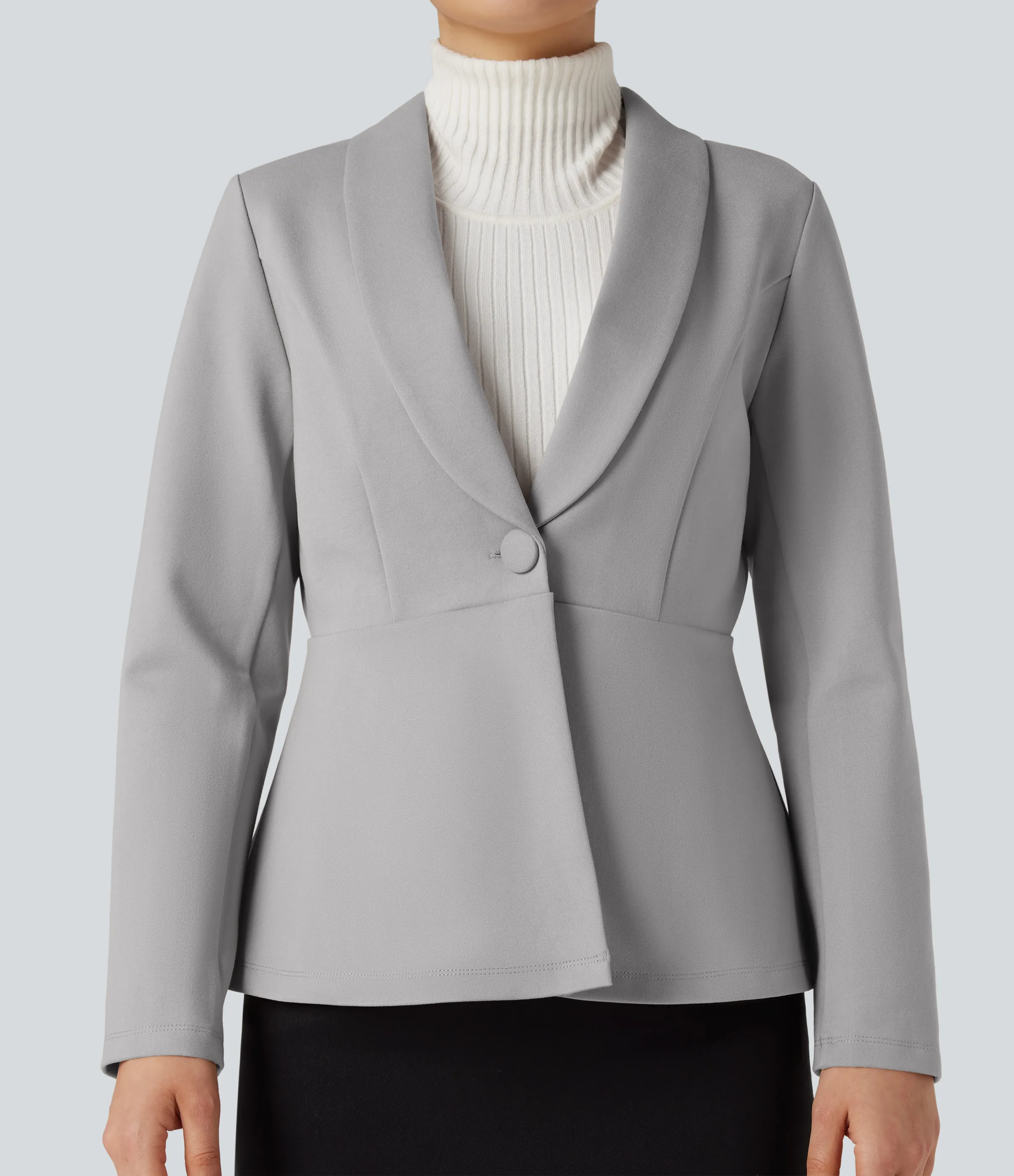 Halara Blazer de oficina de manga larga con cuello tipo chal - Earthy Gray - XL sold by Halara product image thumbnail 5