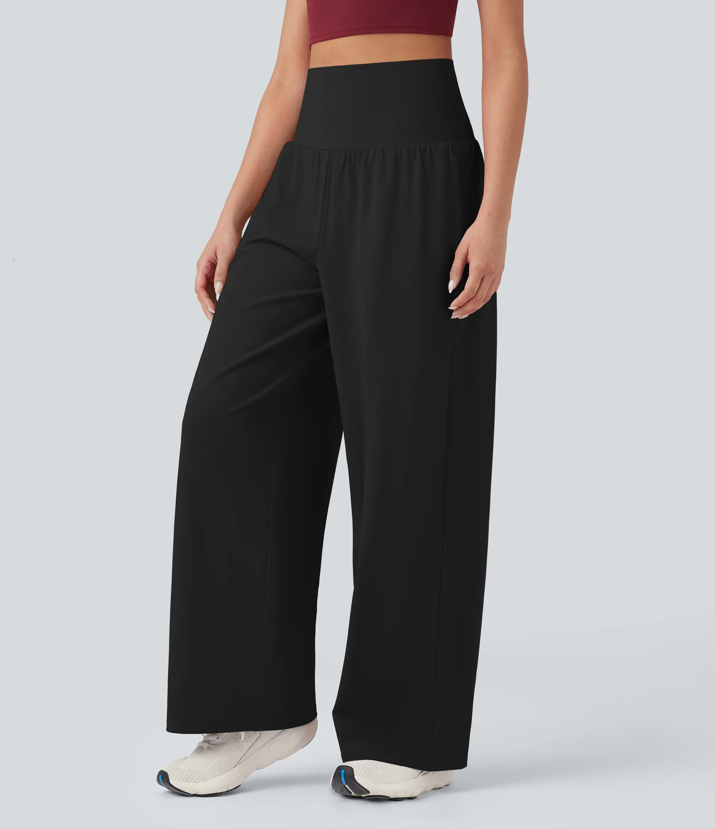 Halara Pantalones de yoga rectos Softlyzero™ Airy 2 en 1 de tiro alto fresco al tacto y con bolsillos - Black - M(regular) sold by Halara product image thumbnail 4