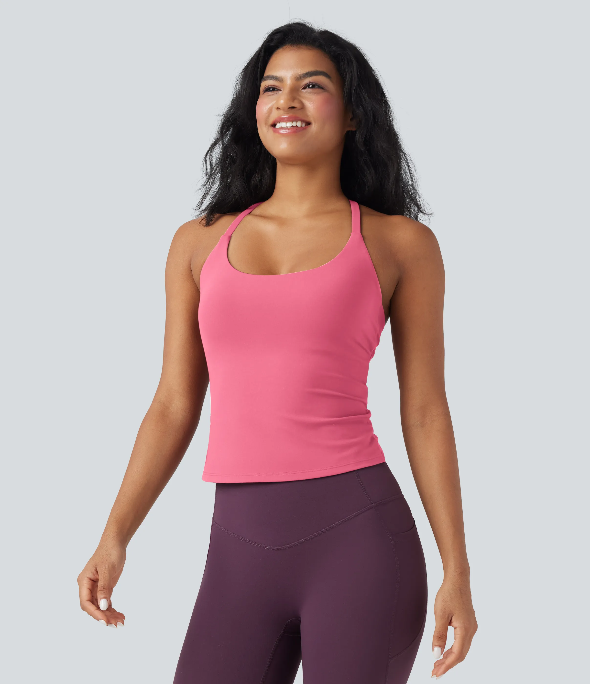 Halara Top de yoga con escote redondo, espalda cruzada y dobladillo cruzado - Pink Lemonade - XL sold by Halara product image thumbnail 4