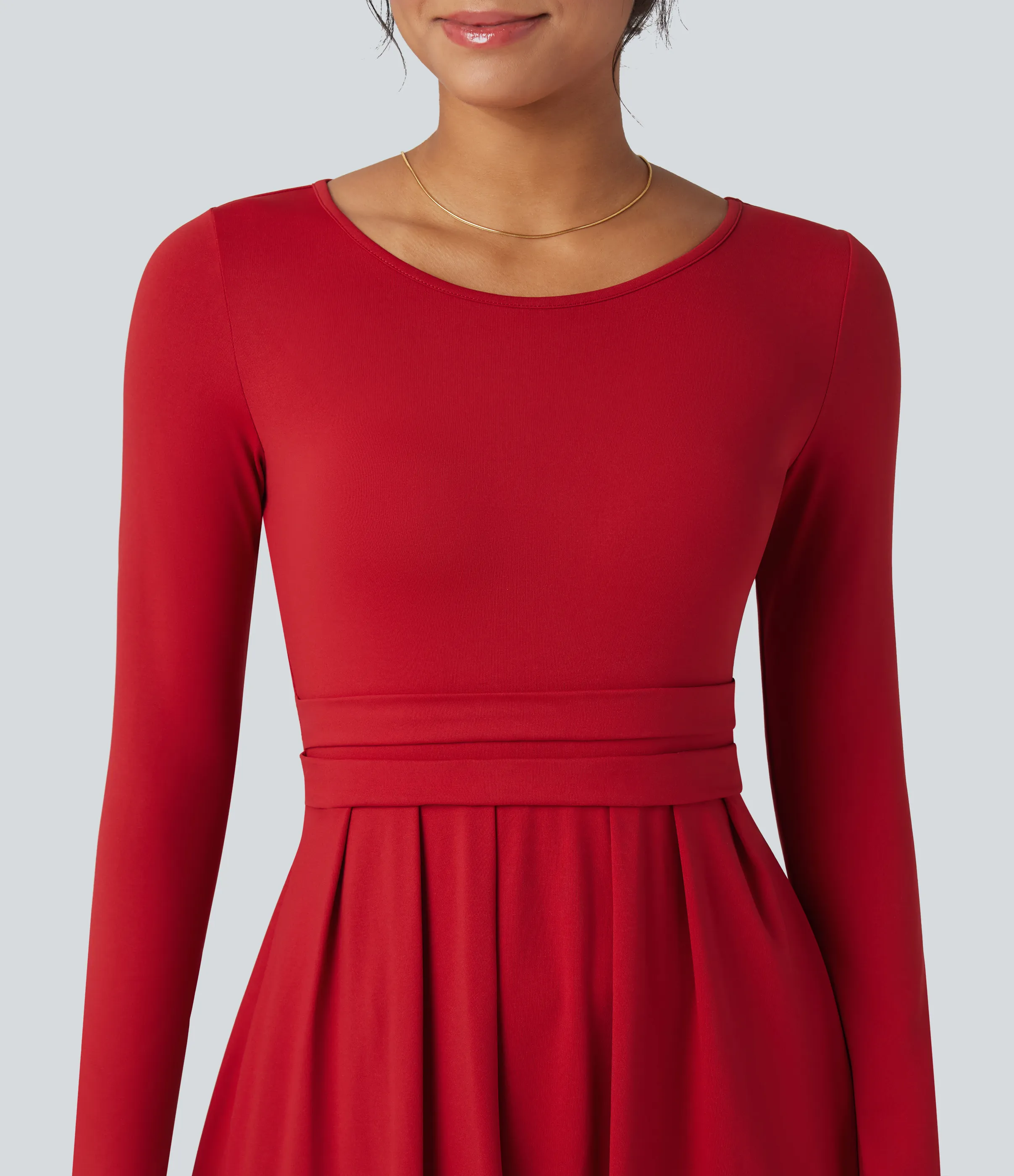 Halara Vestido largo maxi casual de manga larga y cuello redondo con bolsillos - Emboldened - XS sold by Halara product image thumbnail 5