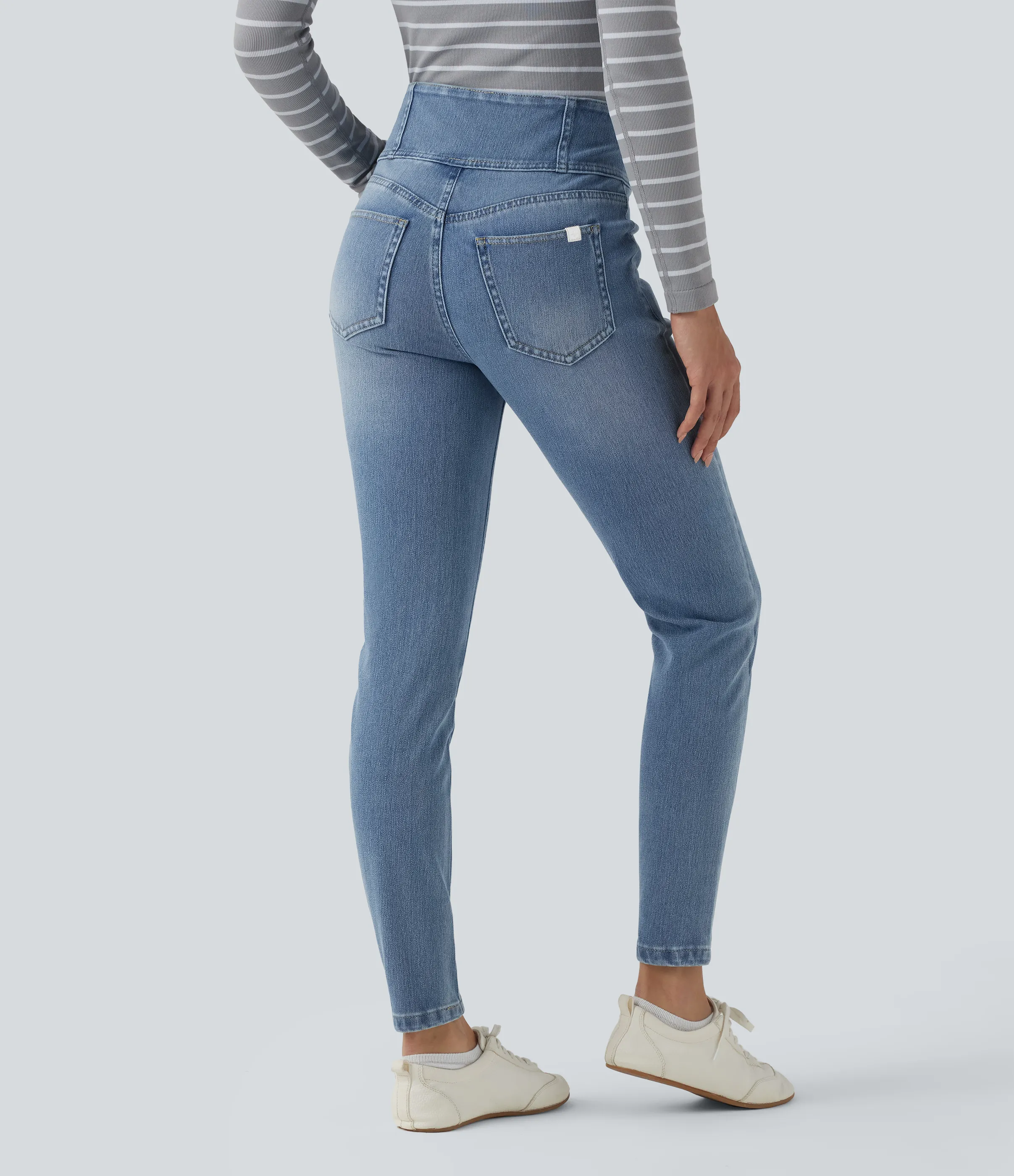 Halara Jeans ajustados casuales Halara Flex™ de tiro alto con bolsillos - Malibu Blue Denim - XL(regular) sold by Halara product image thumbnail 3