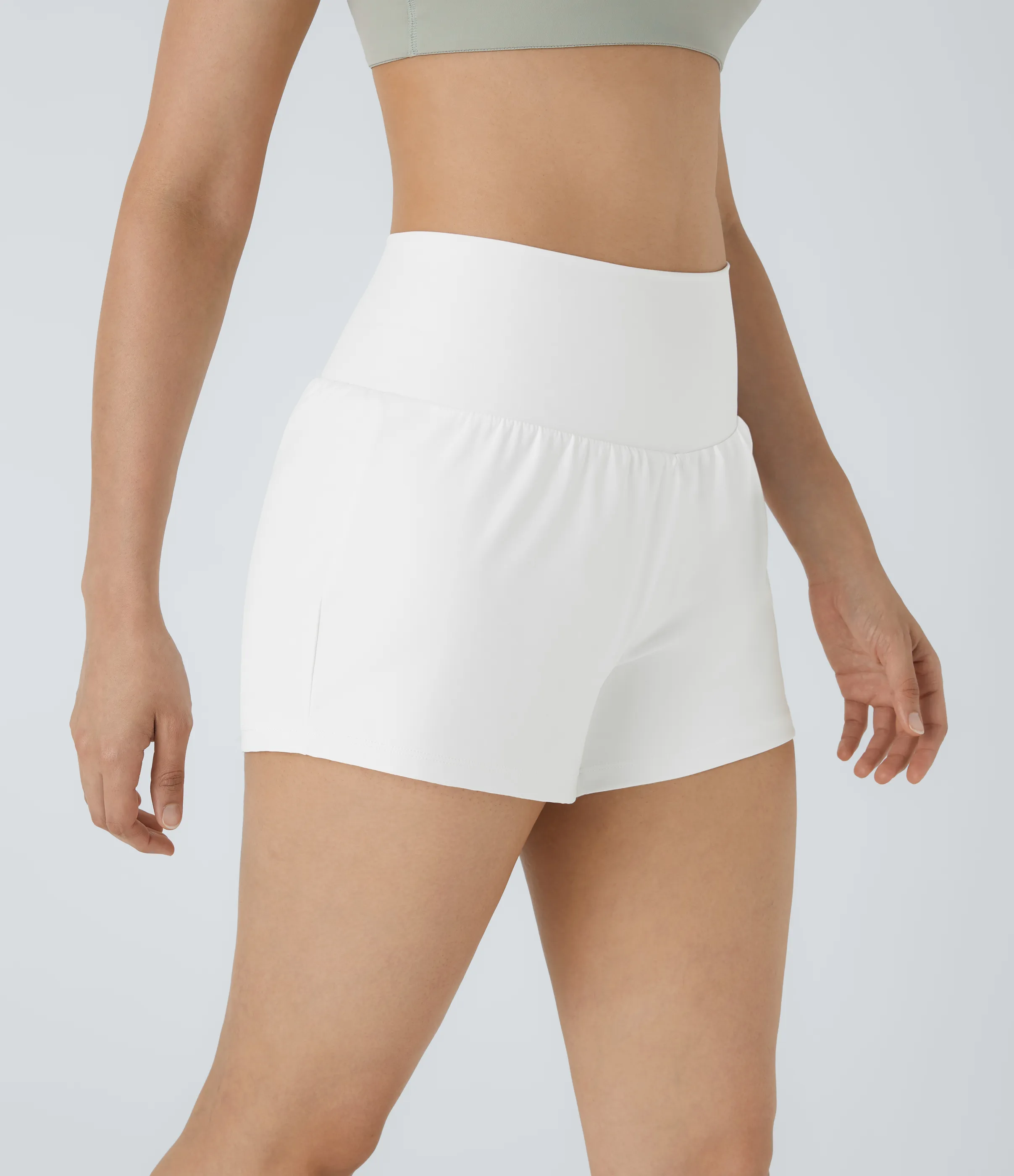 Halara Pantalón corto yoga 2 en 1 tiro alto bolsillo trasero lateral oculto 7.5cm - White - XL sold by Halara product image thumbnail 4