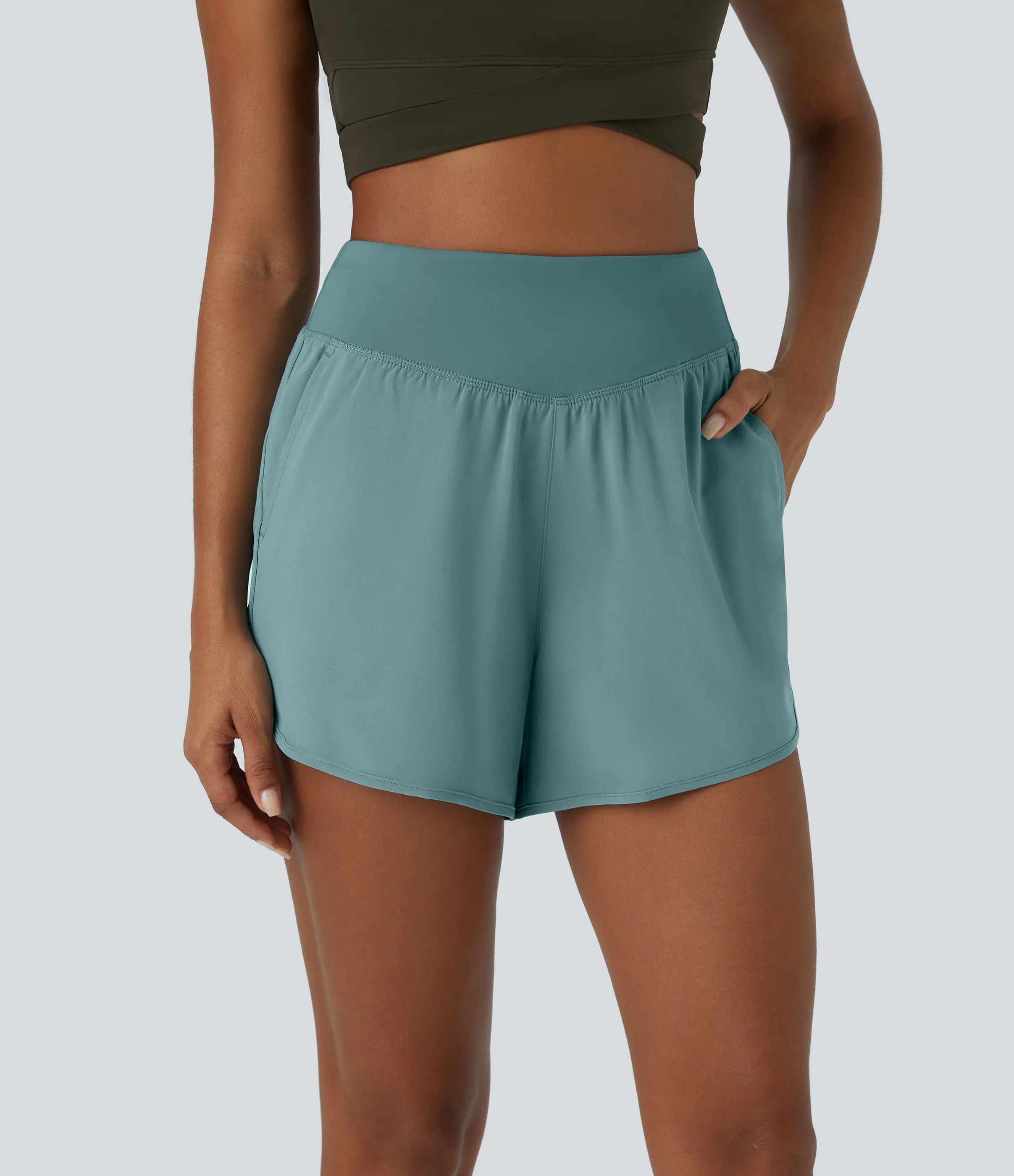 Halara Pantalón corto Breezeful™ secado rápido bolsillo lateral tiro alto 10cm - Mineral Blue - S sold by Halara product image thumbnail 2