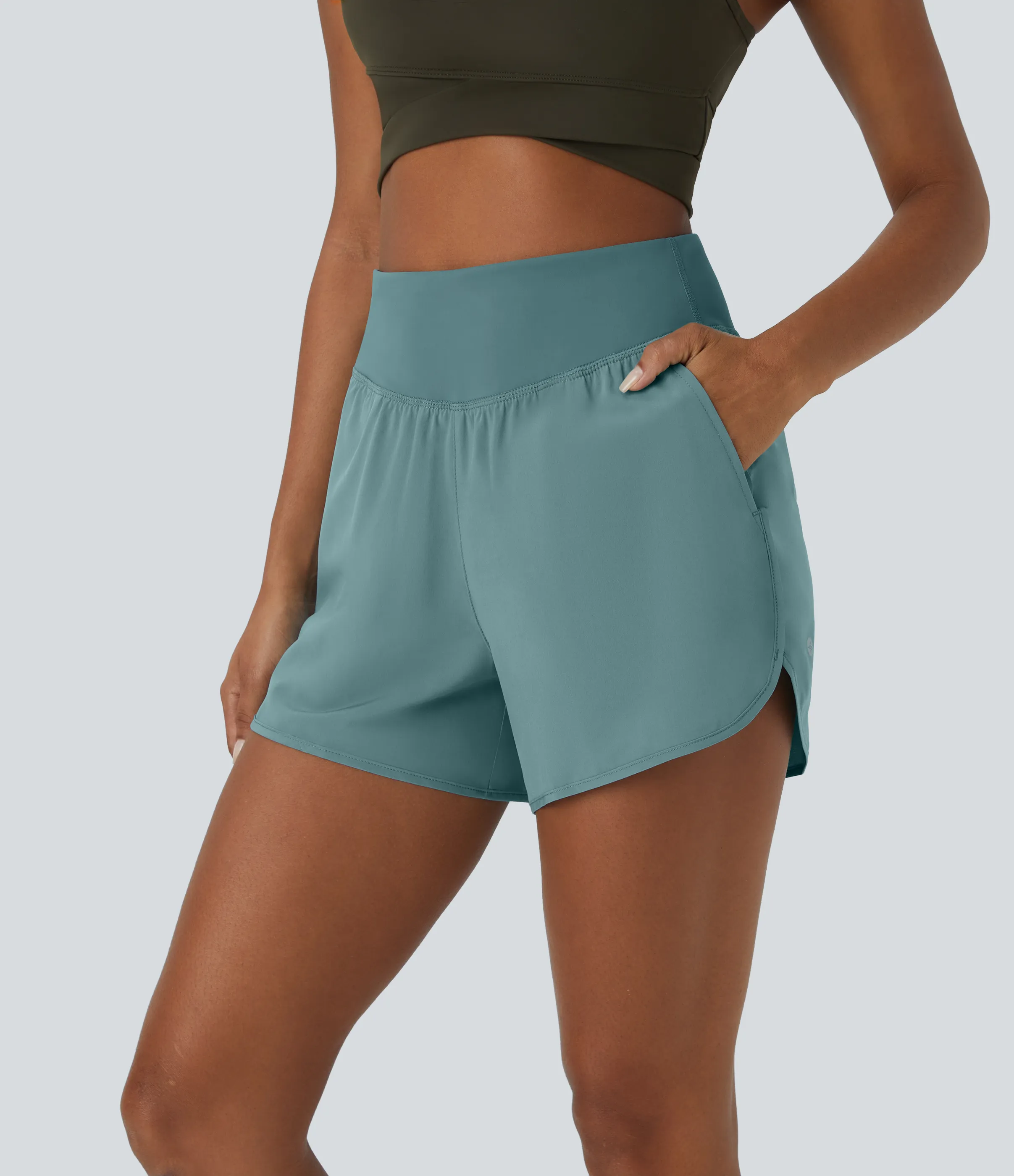 Halara Pantalón corto Breezeful™ secado rápido bolsillo lateral tiro alto 10cm - Mineral Blue - S sold by Halara product image thumbnail 4