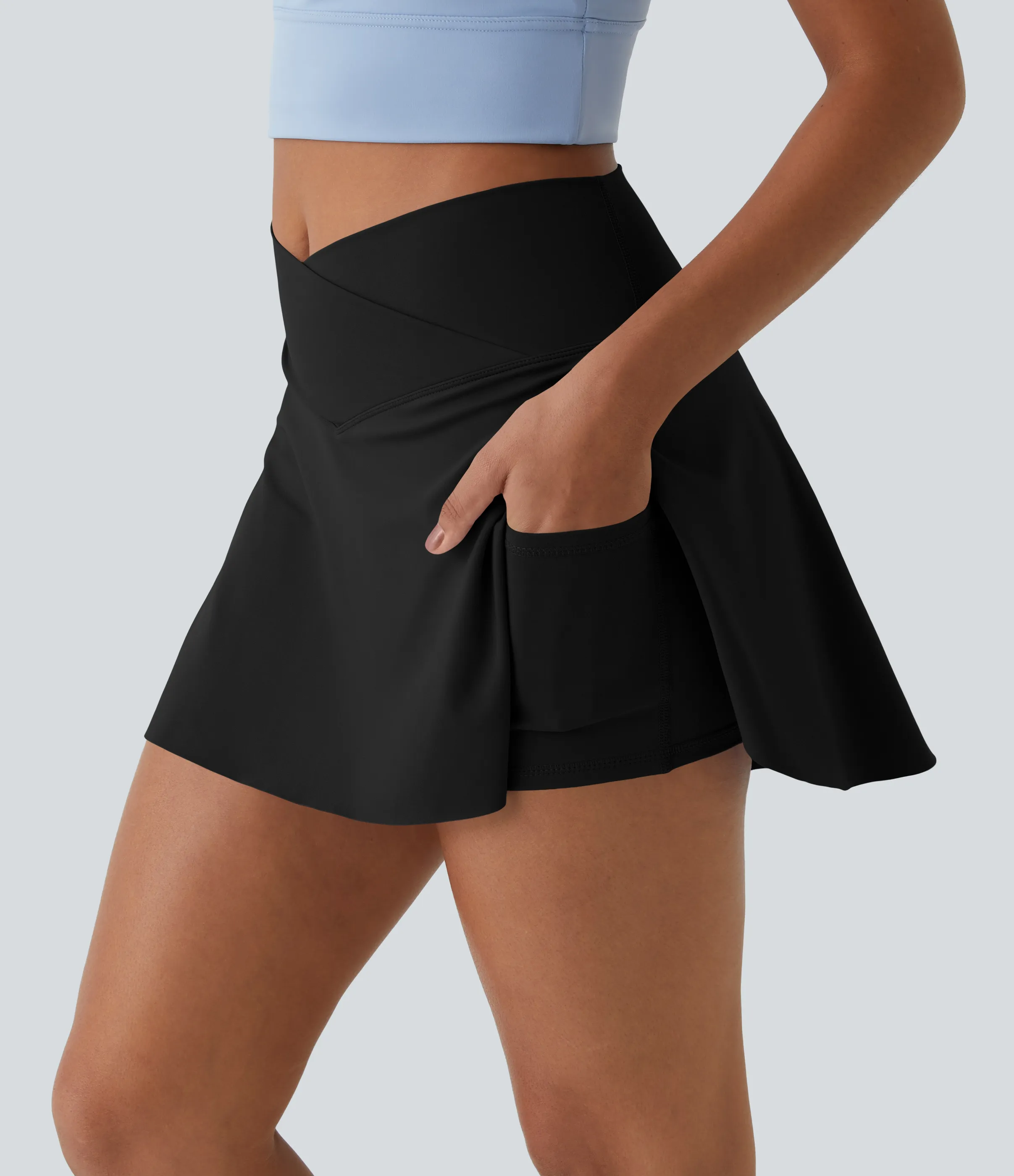 Halara Minifalda tenis Softlyzero™ Airy Crossover 2 en 1 bolsillo lateral tacto fresco tacto suave diario Lucid-UPF 50+ - Black - XL sold by Halara
