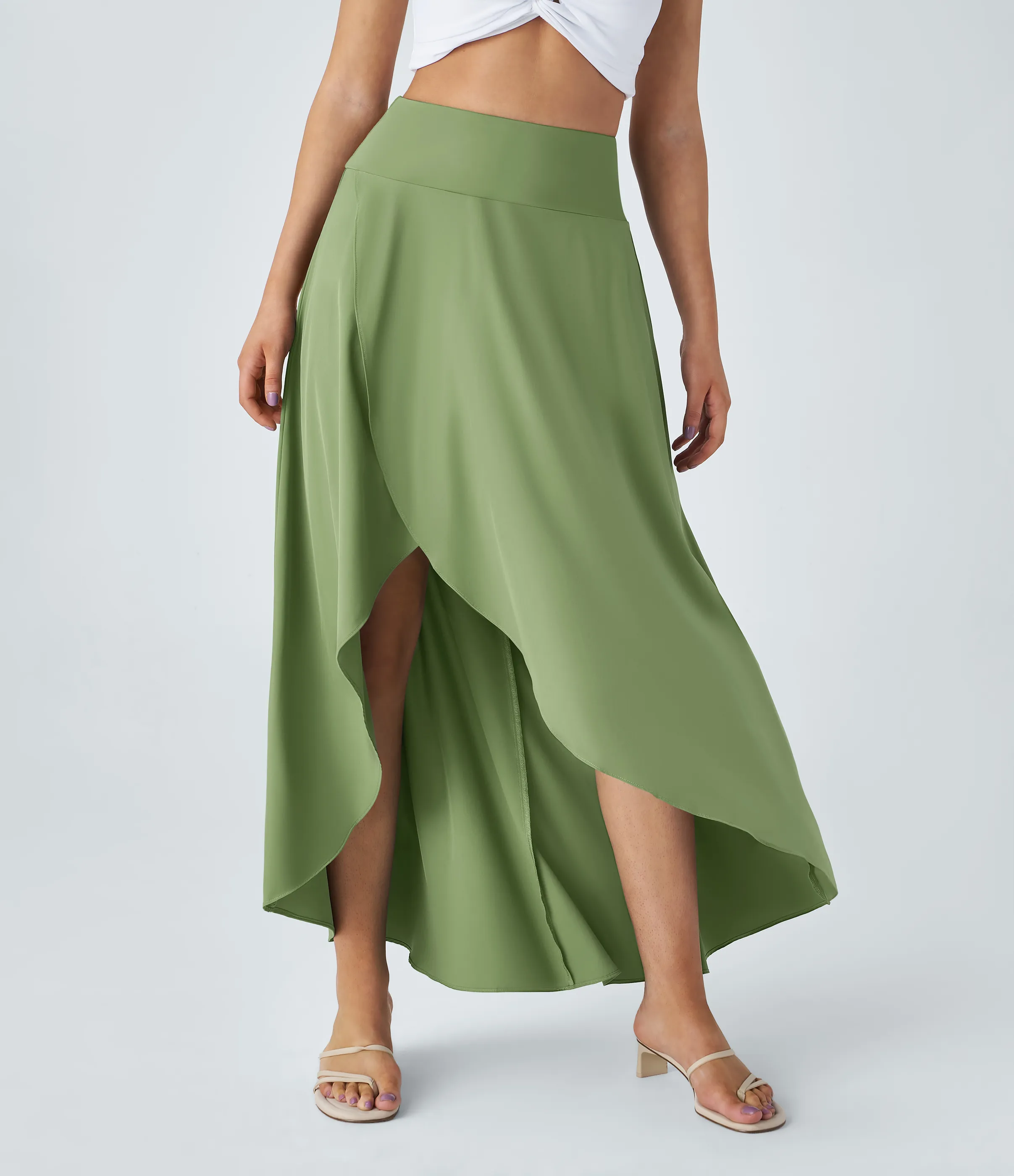 Halara Falda Breezeful™ larga regular tiro alto volante alto bajo 2 en 1 fluida secado rápido - Hot Wasabi - Green - XS(regular) sold by Halara product image thumbnail 4