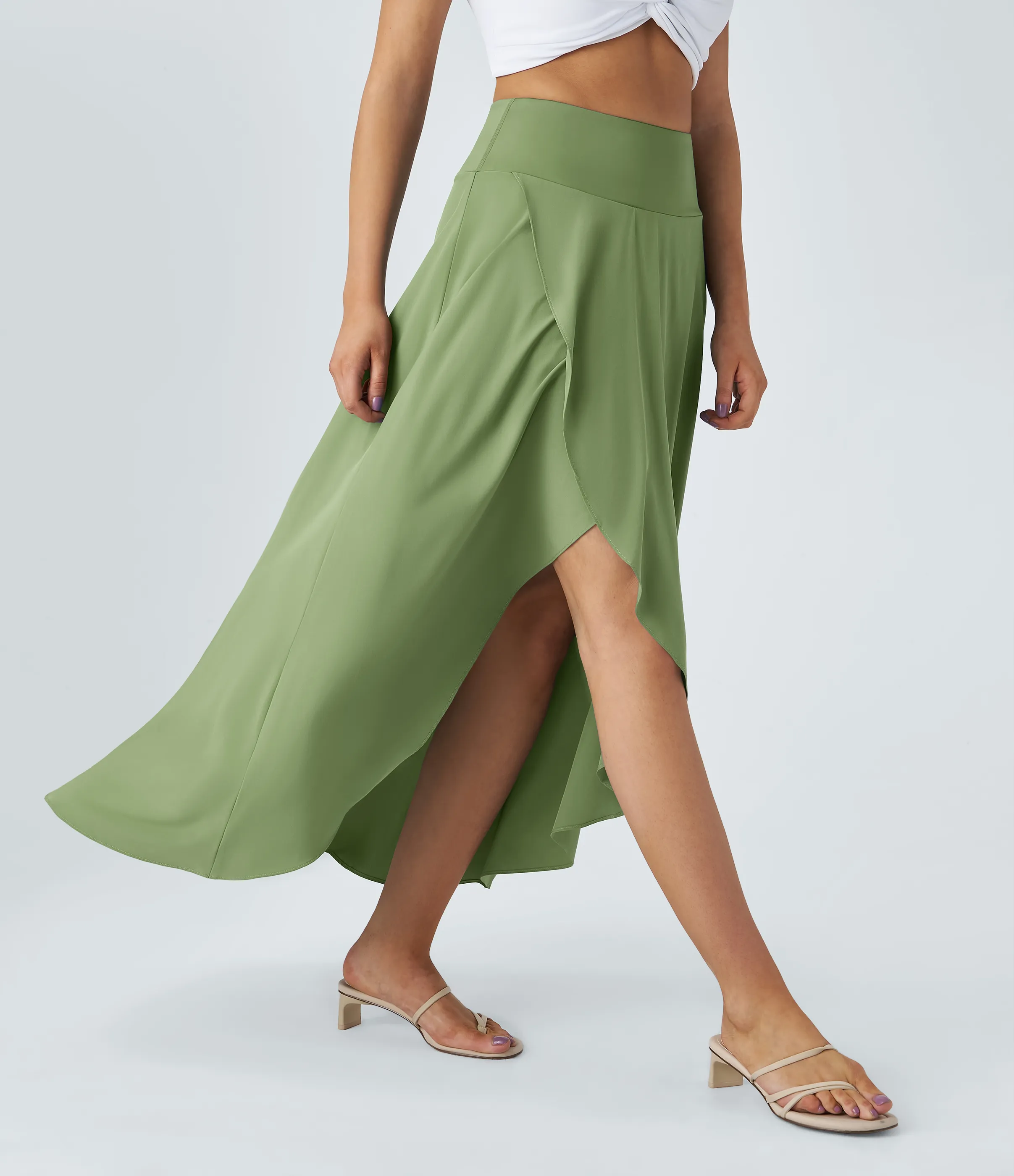 Halara Falda Breezeful™ larga regular tiro alto volante alto bajo 2 en 1 fluida secado rápido - Hot Wasabi - Green - XS(regular) sold by Halara product image thumbnail 5