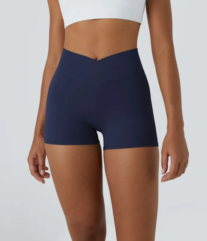 Halara Pantalón corto Softlyzero™ ciclistas yoga liso cruzado tiro alto 7.5cm - Peacoat - XL made by Halara