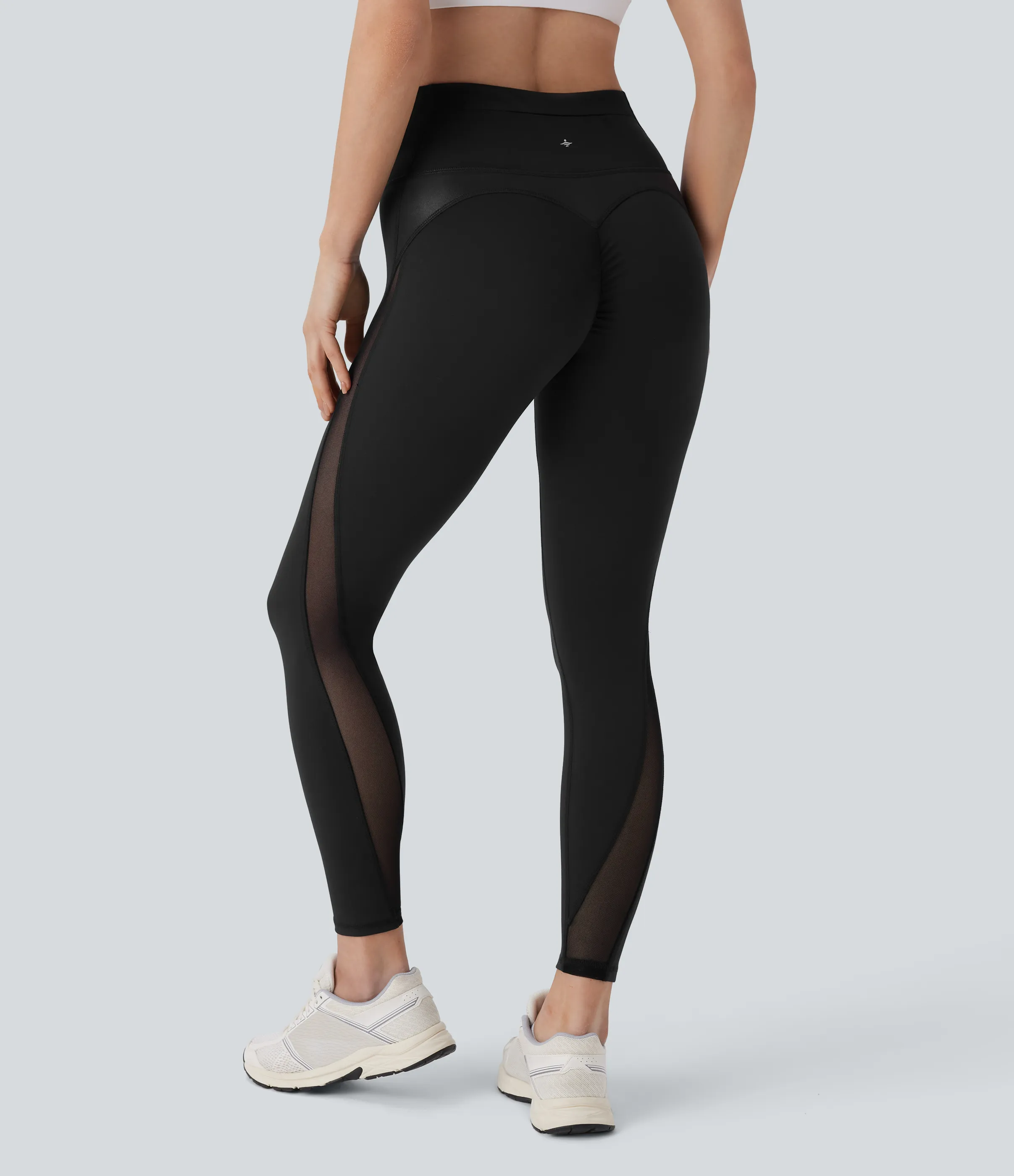Halara Leggings malla entrenamiento tiro alto control abdomen bolsillo cierre espalda malla contrastante 7/8 - Black - M(7/8) sold by Halara product image thumbnail 3