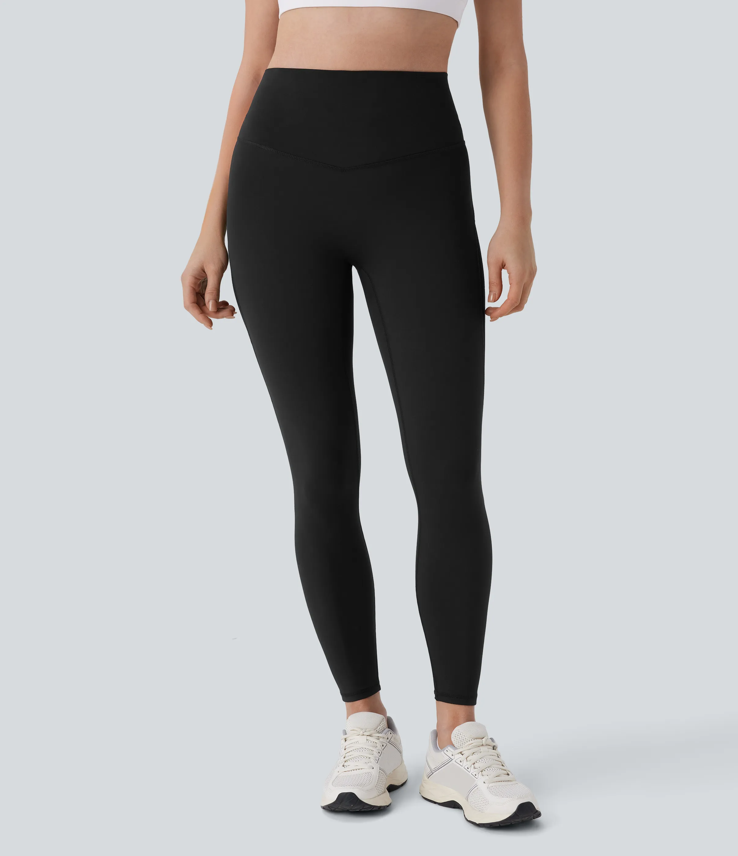 Halara Leggings malla entrenamiento tiro alto control abdomen bolsillo cierre espalda malla contrastante 7/8 - Black - M(7/8) sold by Halara product image thumbnail 4
