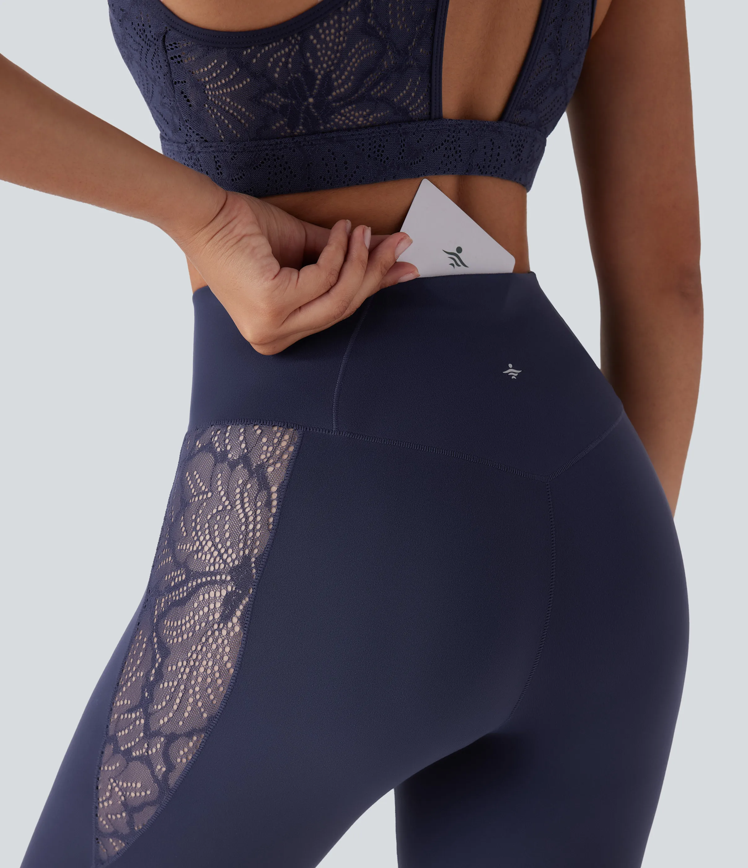 Halara Leggings Softlyzero™ capri yoga tiro alto encaje contrastante cruzado - UPF50+ - Peacoat - M sold by Halara product image thumbnail 5