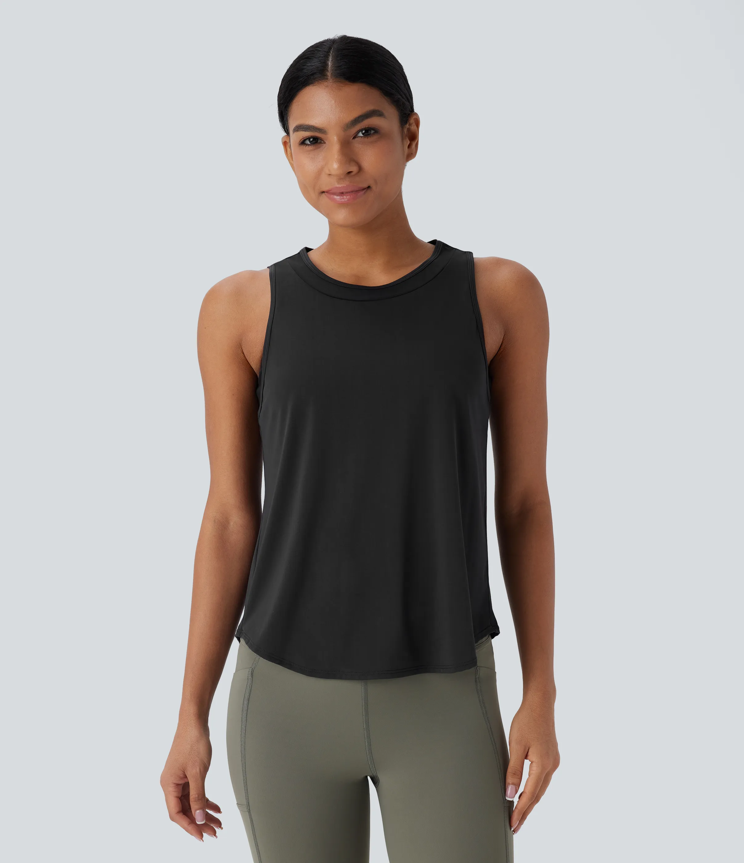 Halara Camiseta sin mangas correr secado rápido tacto fresco dobladillo curvo malla contrastante - Black - XL sold by Halara product image thumbnail 3