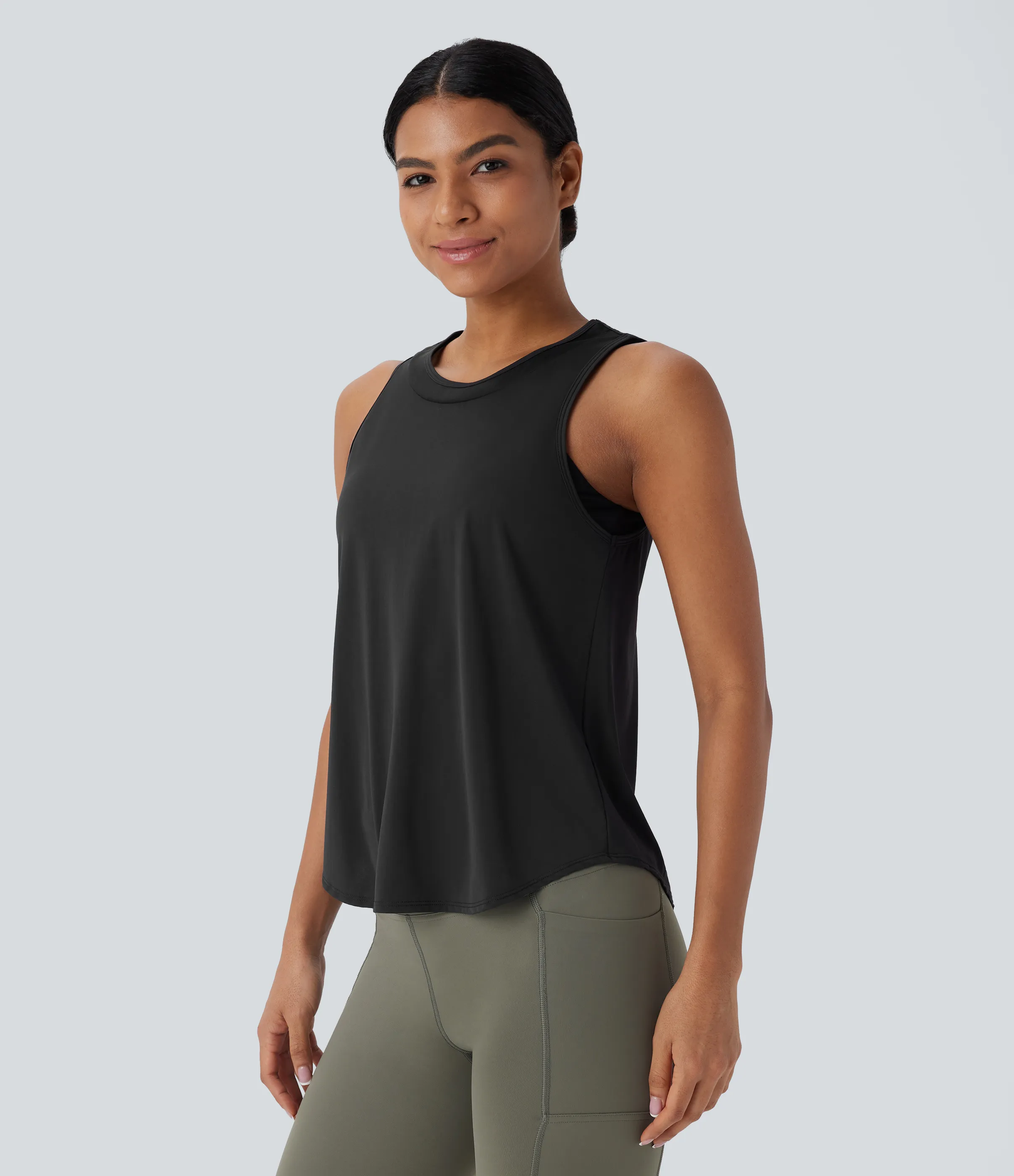 Halara Camiseta sin mangas correr secado rápido tacto fresco dobladillo curvo malla contrastante - Black - XL sold by Halara product image thumbnail 4