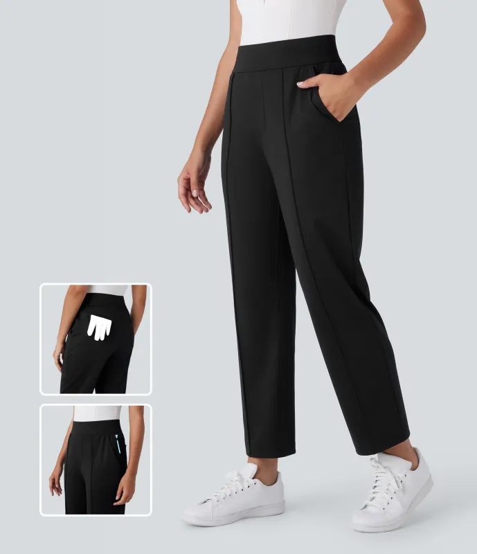 Halara Pantalón golf tiro medio alto múltiple bolsillo secado rápido - Camiseta golf - UPF 40+ - Black - XS(tall) made by Halara
