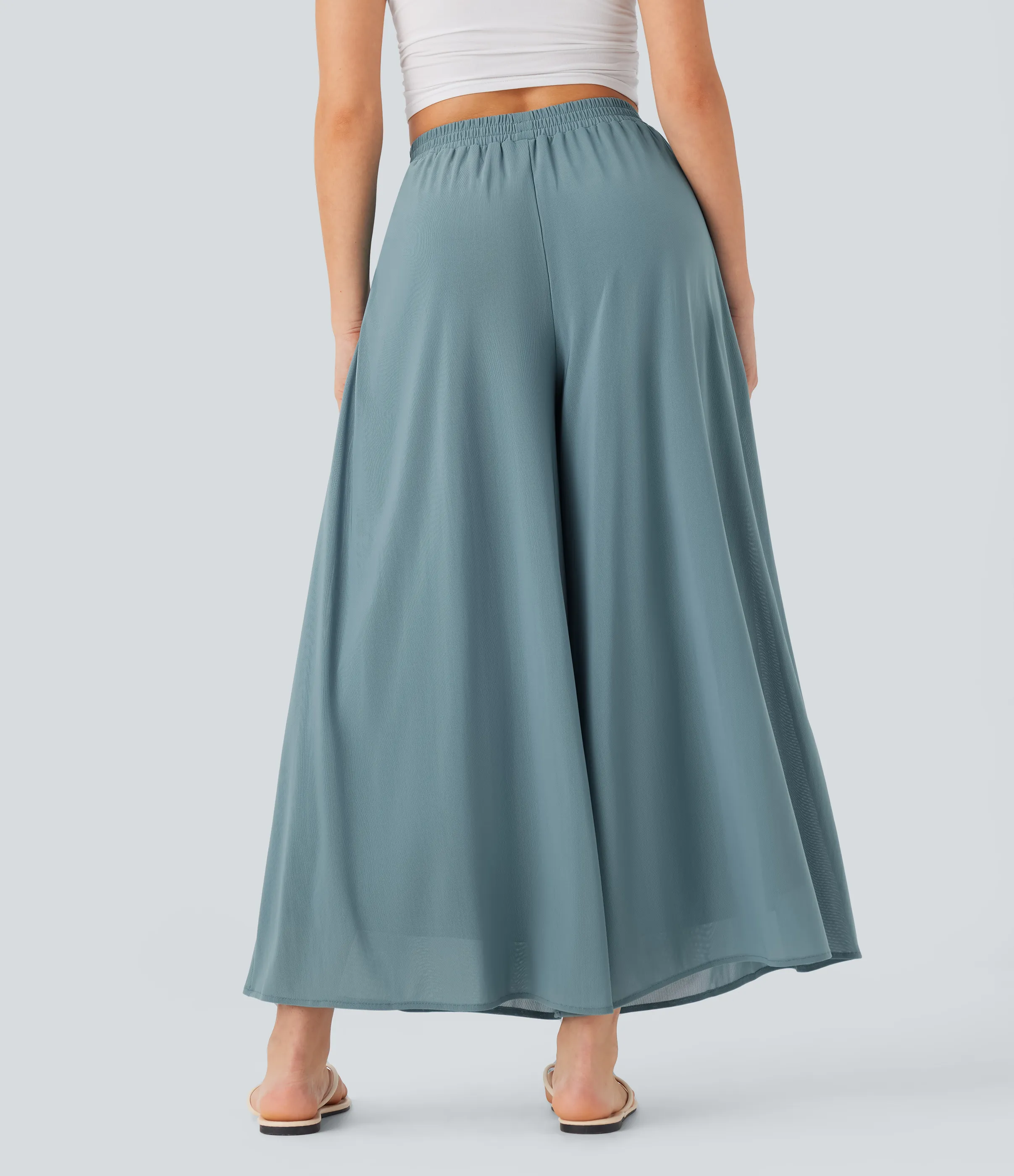 Halara Pantalón pierna ancha superposición malla bolsillo lateral tiro alto - Stone Blue - XL(regular) sold by Halara product image thumbnail 3