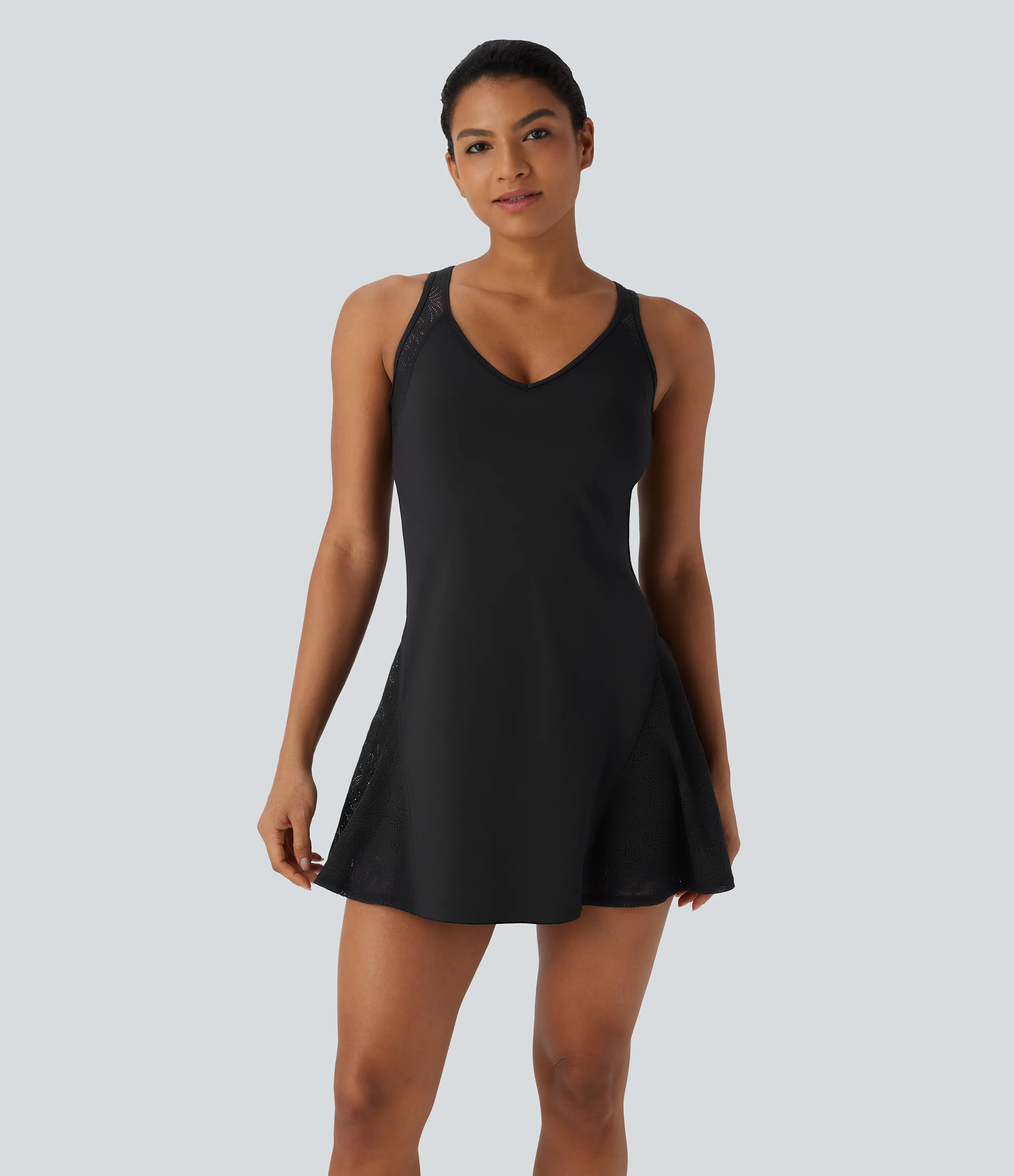 Halara Vestido deportivo mini de 2 piezas Softlyzero™ Airy UPF50+ con encaje en contraste para yoga de tacto fresco con bolsillo - Black - XS sold by Halara product image thumbnail 3