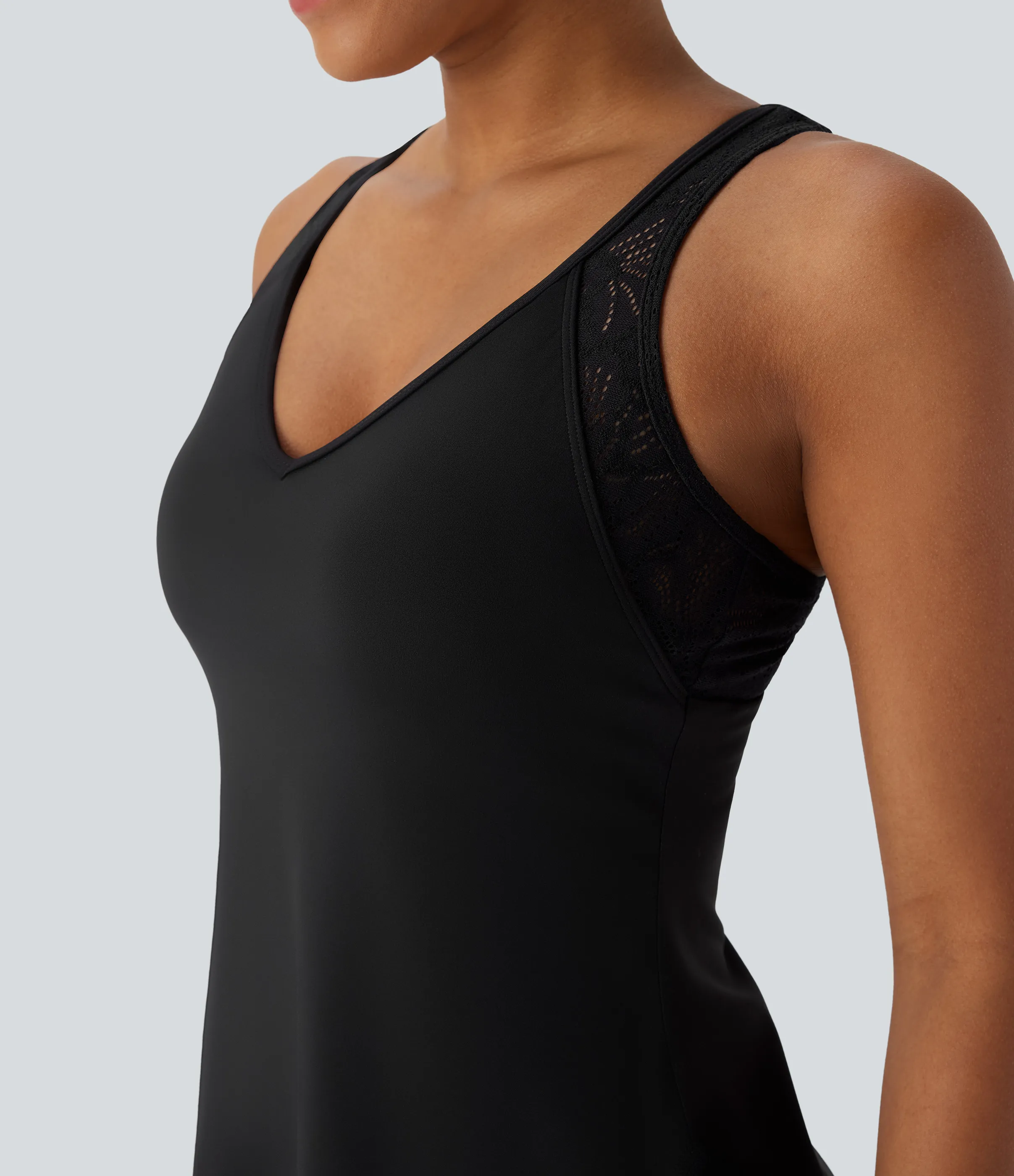 Halara Vestido deportivo mini de 2 piezas Softlyzero™ Airy UPF50+ con encaje en contraste para yoga de tacto fresco con bolsillo - Black - XS sold by Halara product image thumbnail 5