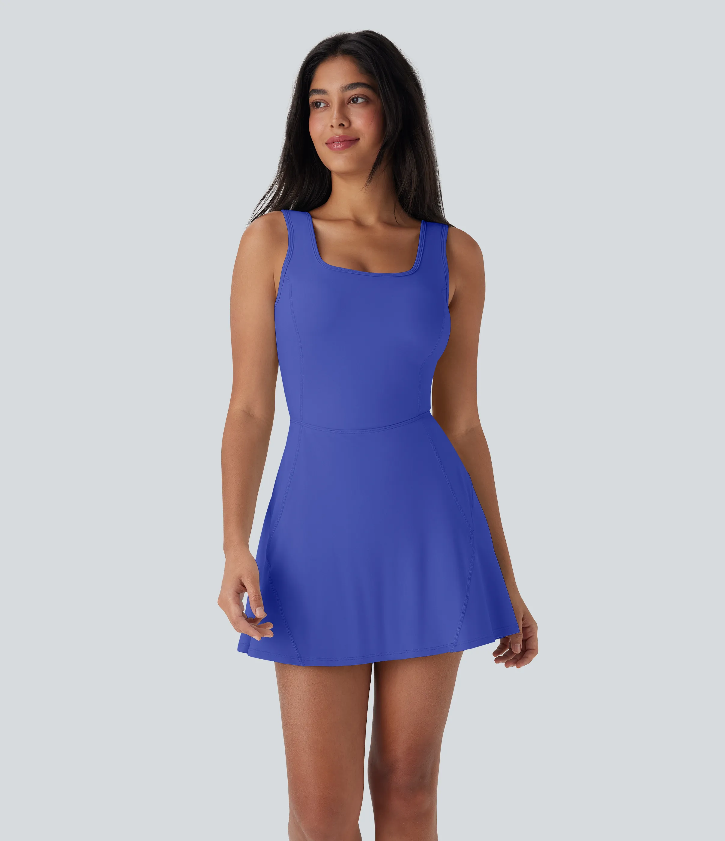 Halara Vestido mini de baile Softlyzero™ Airy 2 en 1 con espalda abierta cruzada y escote en U con bolsillos laterales y fresco al tacto - Easy Peezy - Aster Blue - L sold by Halara product image thumbnail 2