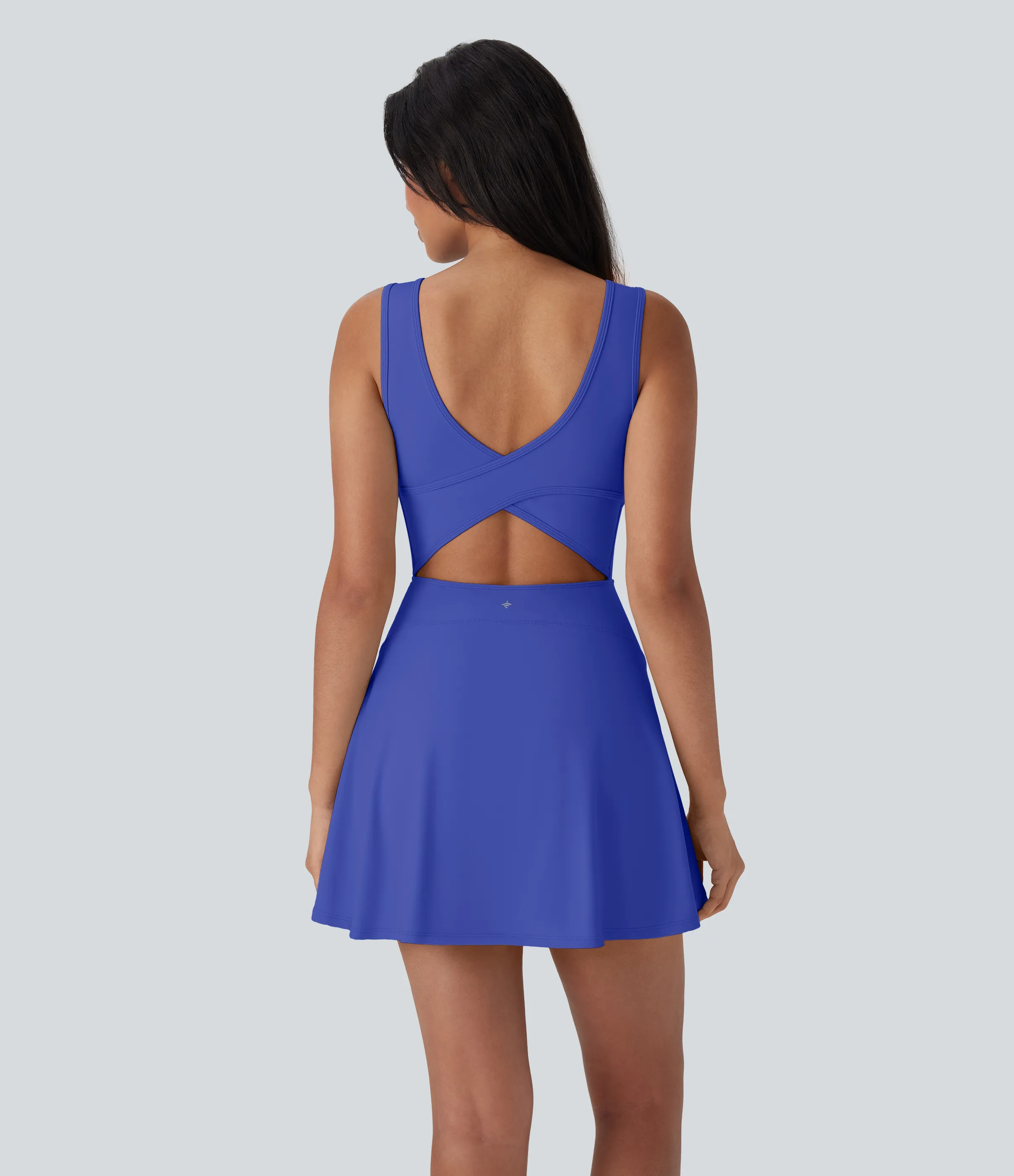 Halara Vestido mini de baile Softlyzero™ Airy 2 en 1 con espalda abierta cruzada y escote en U con bolsillos laterales y fresco al tacto - Easy Peezy - Aster Blue - L sold by Halara product image thumbnail 3