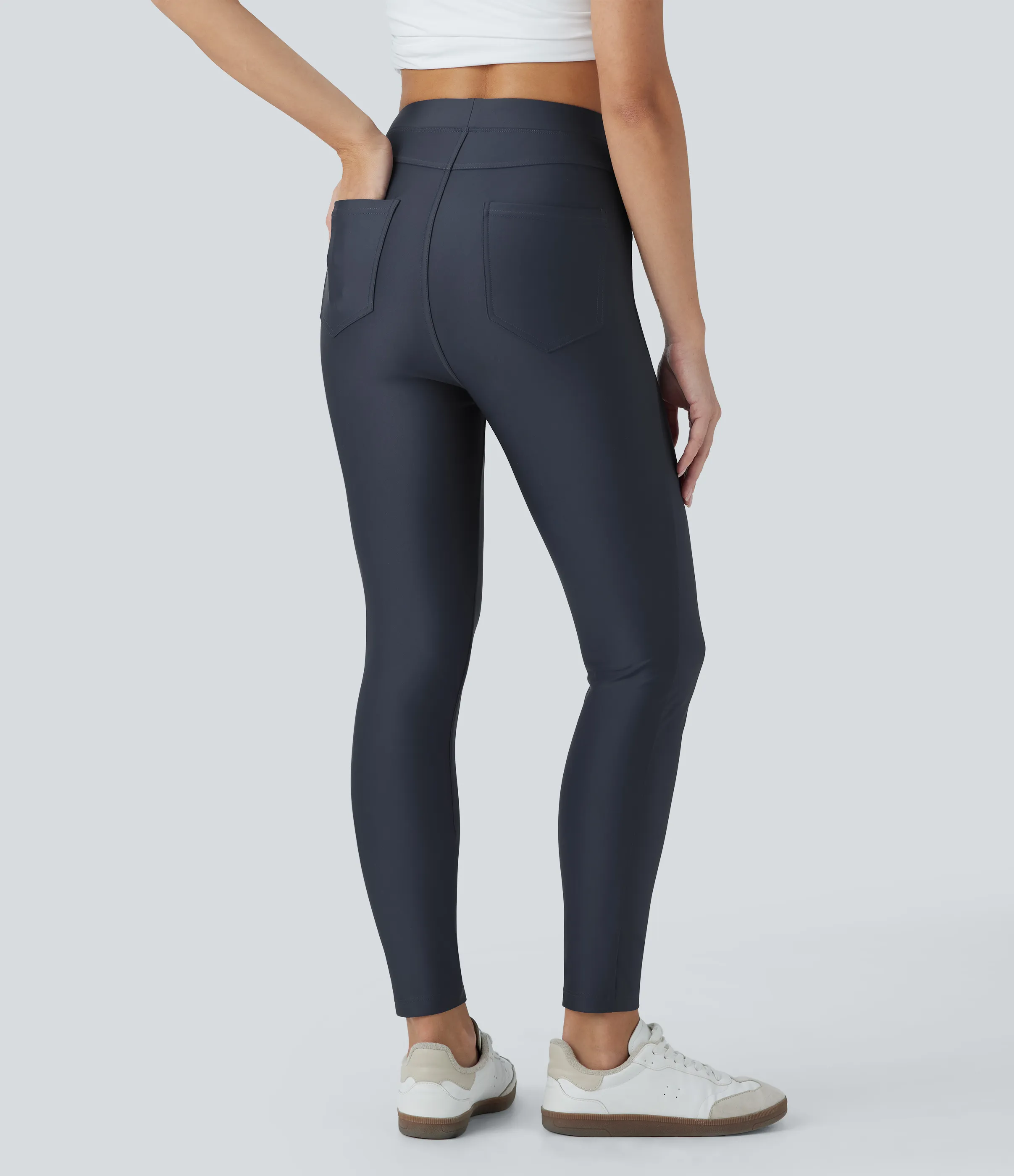 Halara Pantalones casuales ajustados de tiro alto con bolsillos - Blue Nights - M(regular) sold by Halara product image thumbnail 3