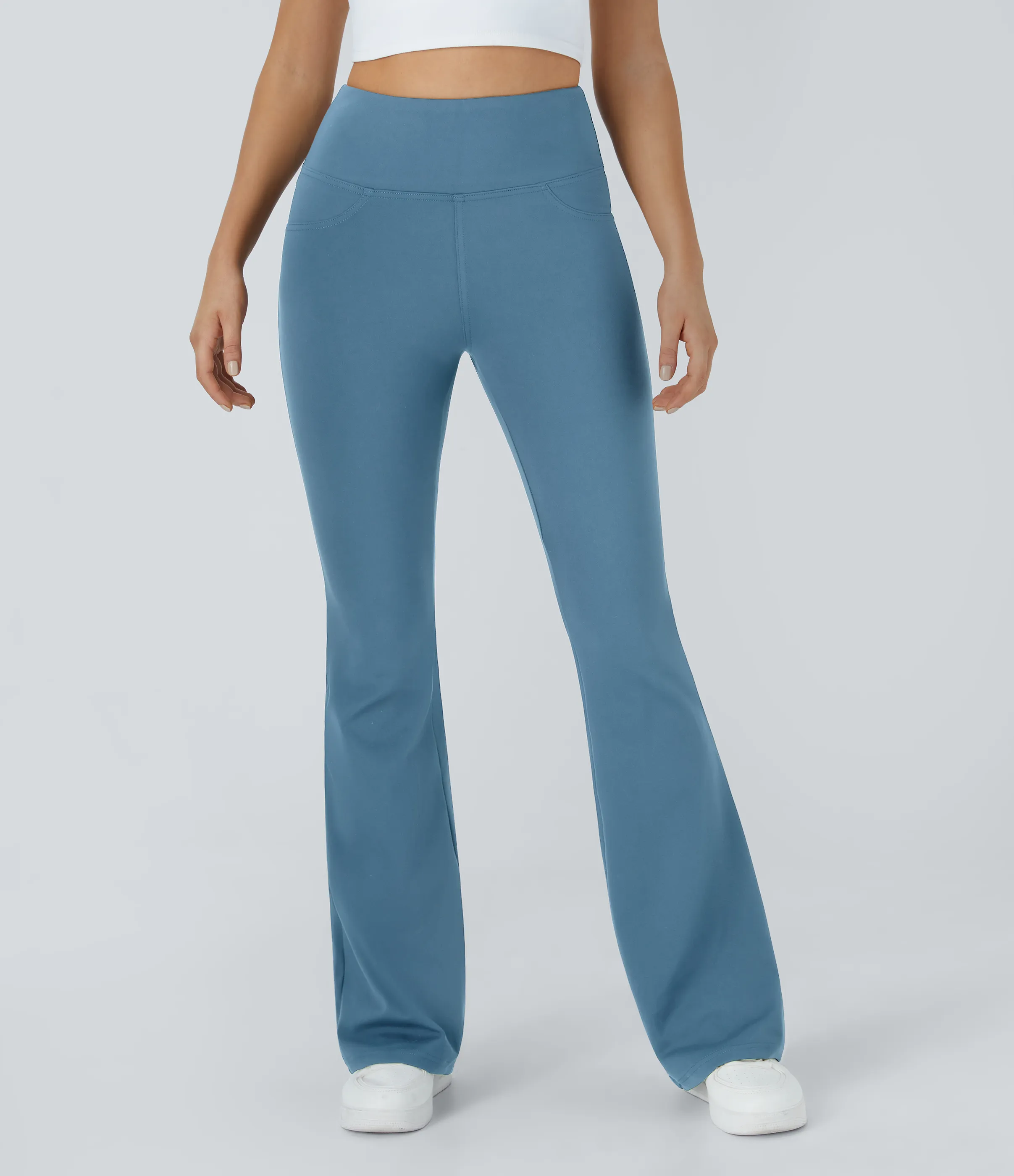 Halara Leggings de yoga acampanados de tiro alto con bolsillos - Light Azure - XS(petite) sold by Halara product image thumbnail 4