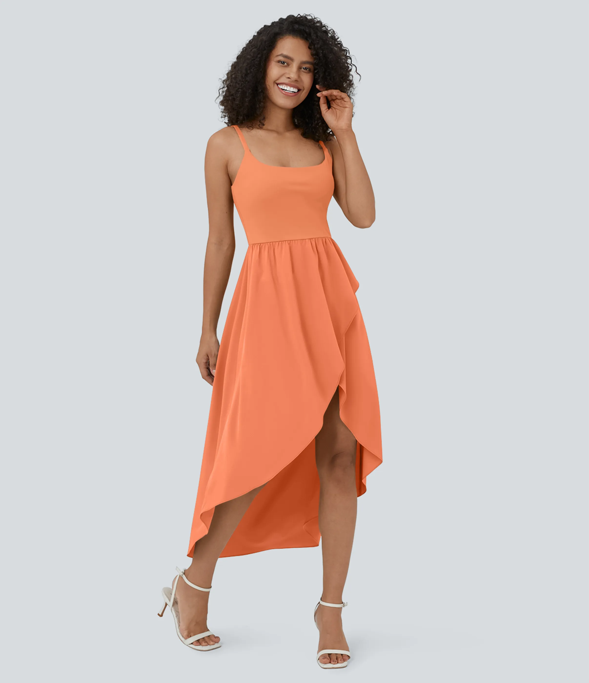 Halara Vestido Midi Breezeful™ 2 piezas tiro alto bajo sin espalda holgado secado rápido bolsillo lateral - Flamingo - XL sold by Halara product image thumbnail 4