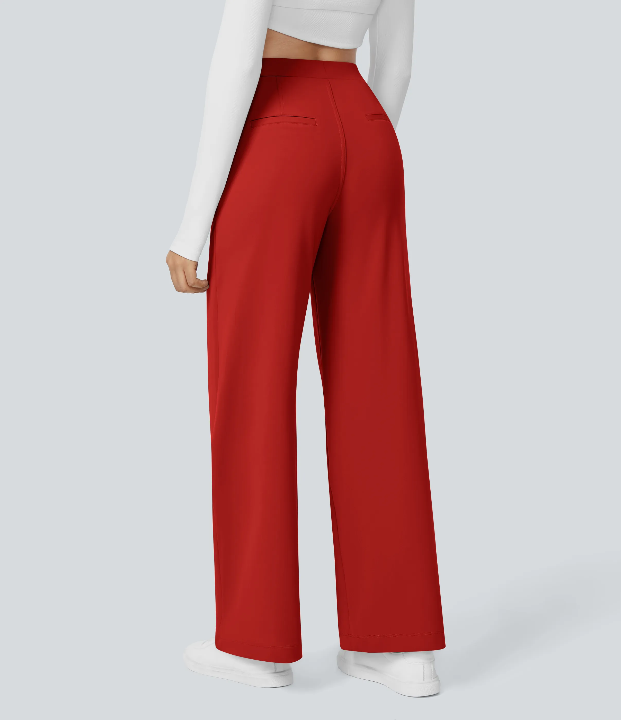 Halara Pantalón oficina pierna recta bolsillo lateral tiro alto pliegue - Valiant Poppy - M(tall) sold by Halara product image thumbnail 2