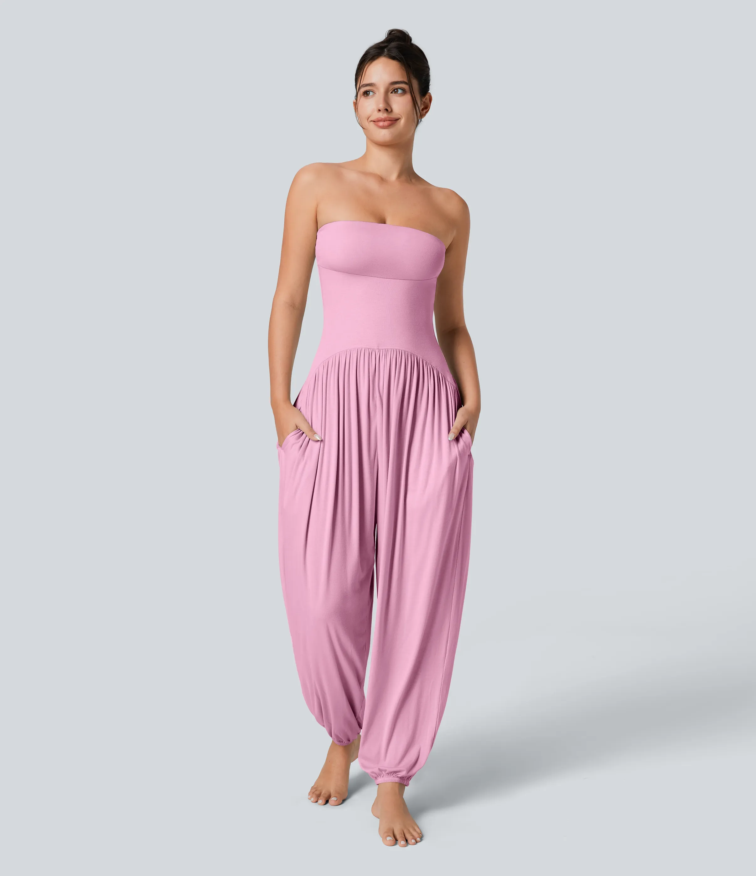 Halara Mono bolsillo lateral plisado sin espalda tubo acanalado - Sweet Lilac - XL(regular) sold by Halara product image thumbnail 2