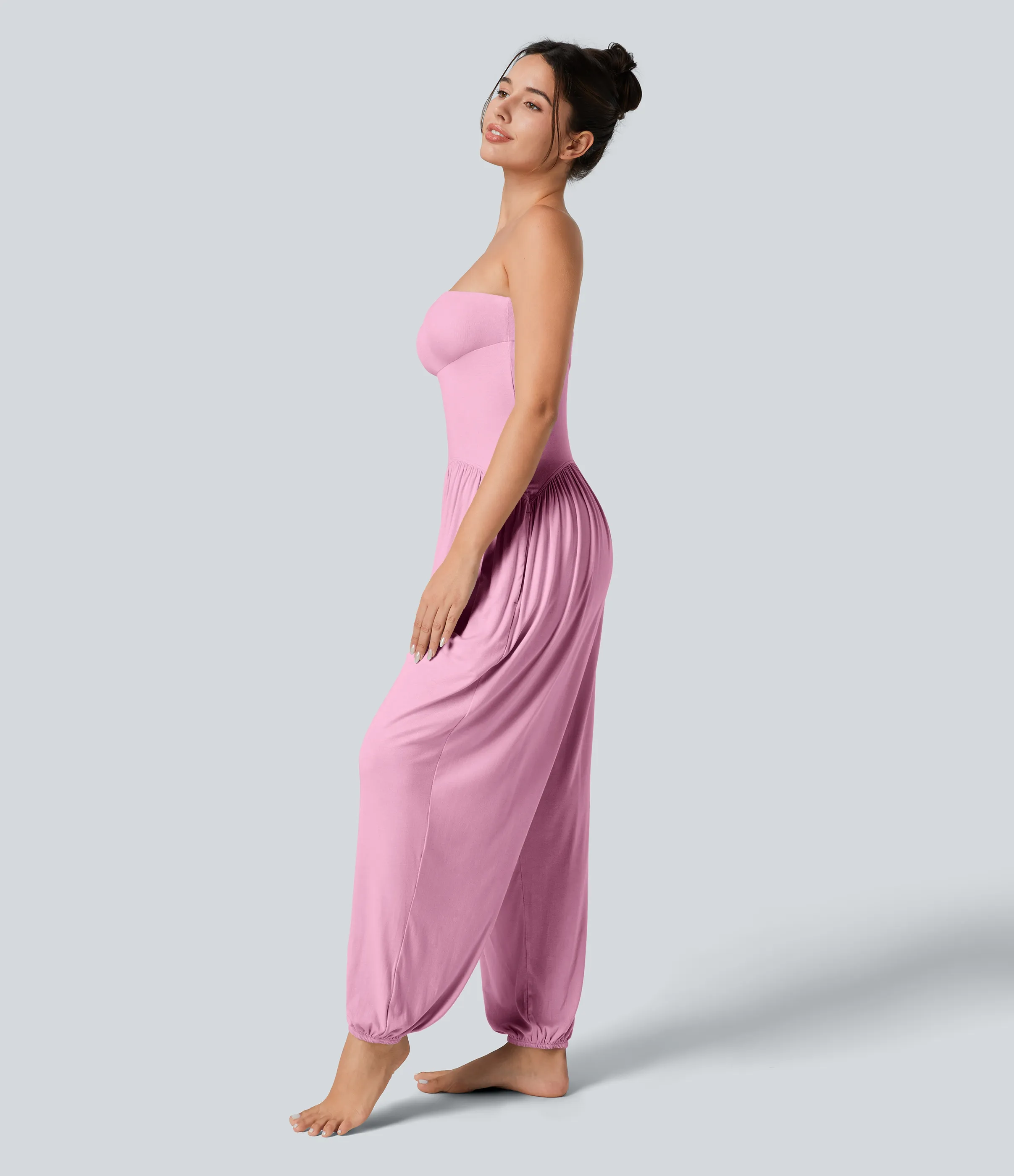 Halara Mono bolsillo lateral plisado sin espalda tubo acanalado - Sweet Lilac - XL(regular) sold by Halara product image thumbnail 4