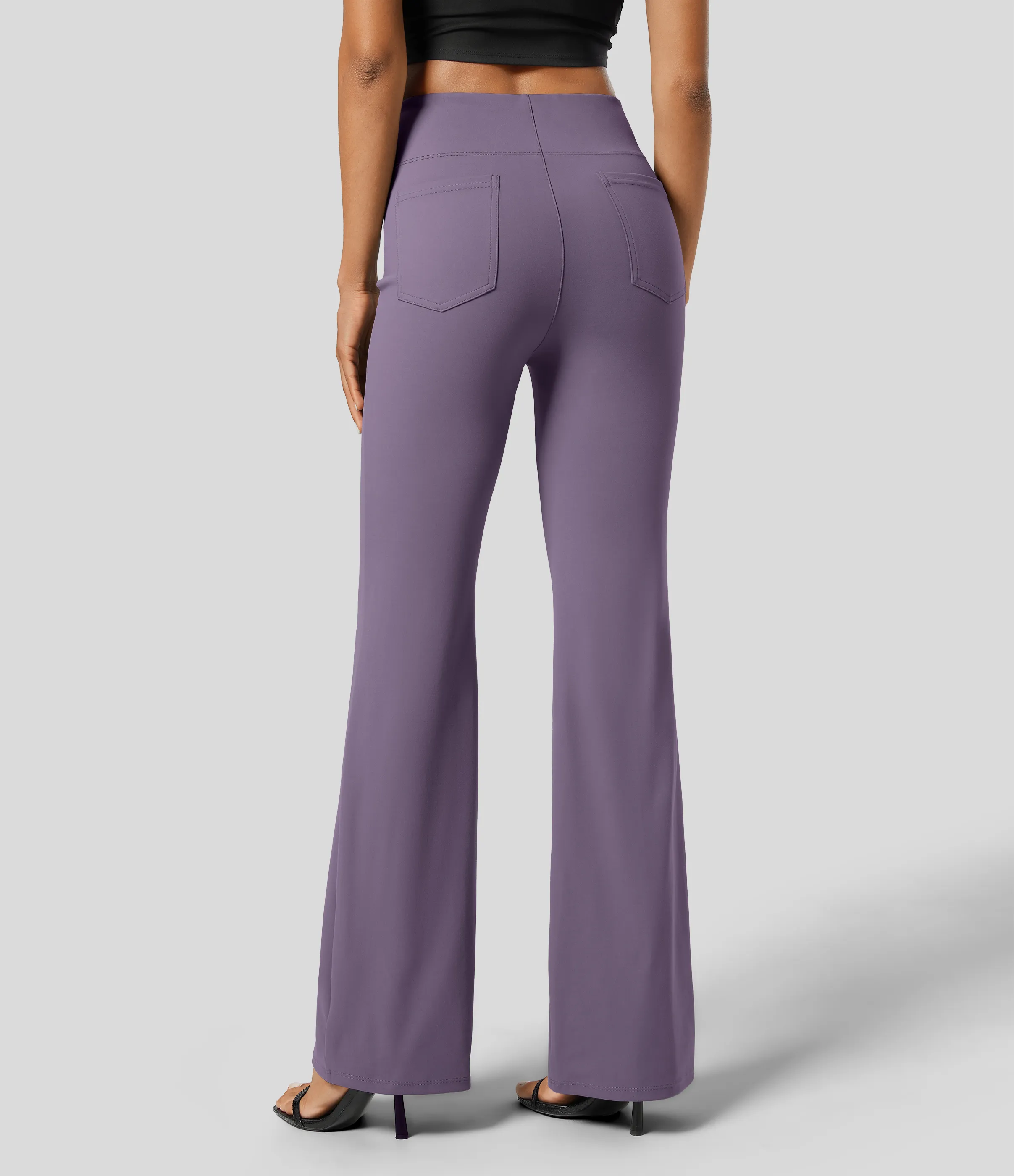 Halara Pantalón Halara Flex™ oficina tiro alto bolsillo trasero ligero acampanado - Montana Grape - L(regular) sold by Halara product image thumbnail 3