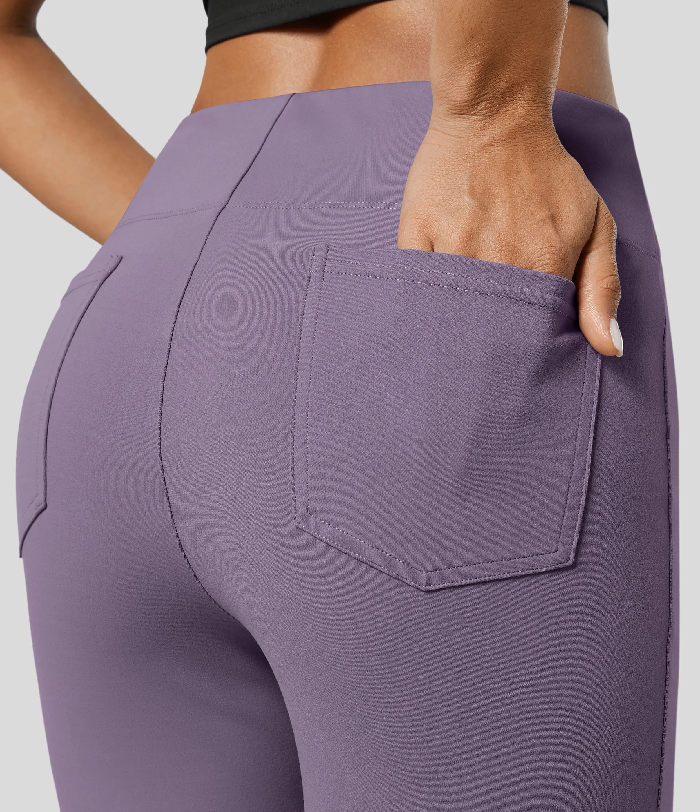 Halara Pantalón Halara Flex™ oficina tiro alto bolsillo trasero ligero acampanado - Montana Grape - L(regular) sold by Halara product image thumbnail 5