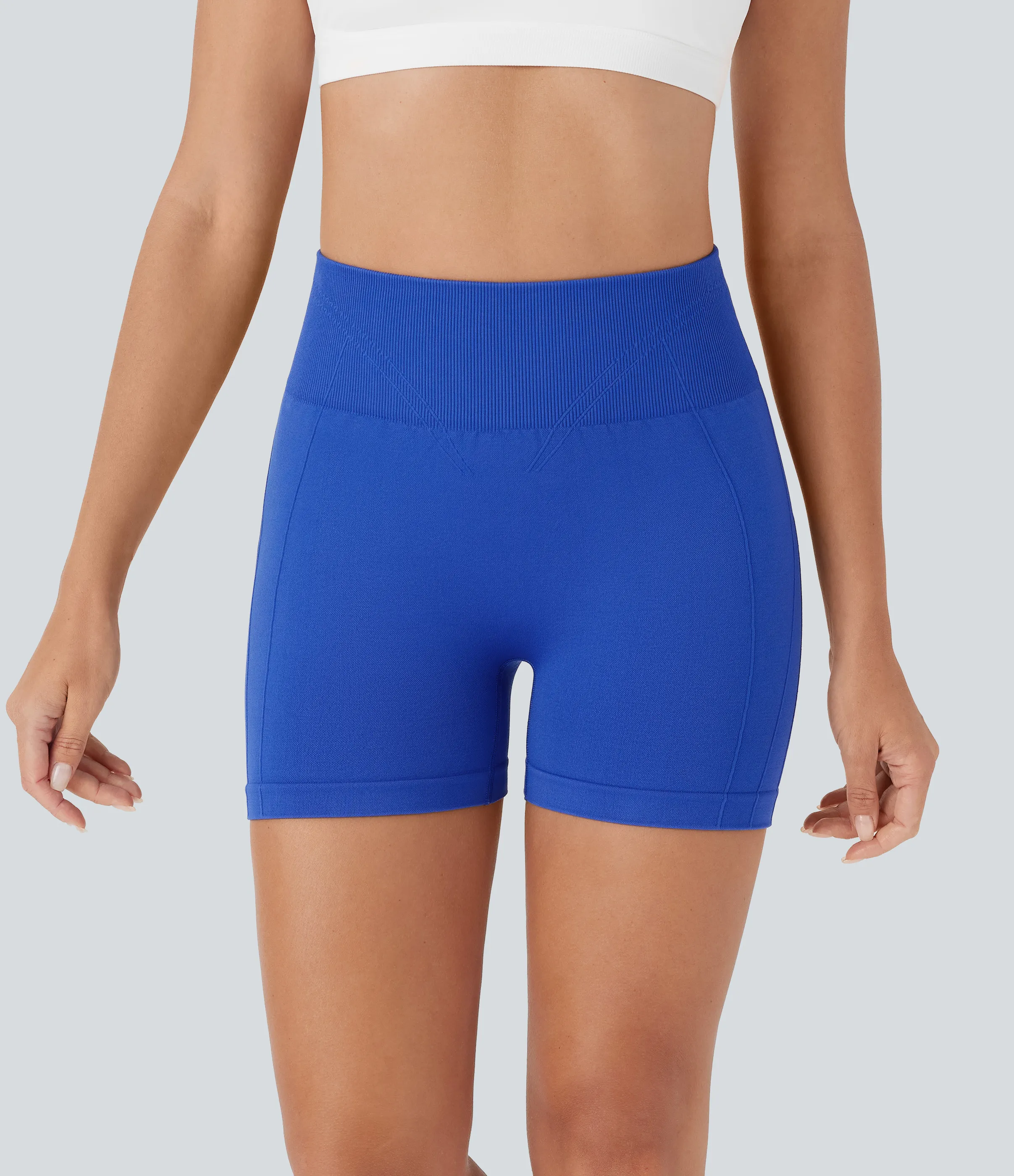 Halara Pantalón corto yoga tiro alto fruncido sin costura 10cm - Klein's Blue - XL sold by Halara product image thumbnail 3
