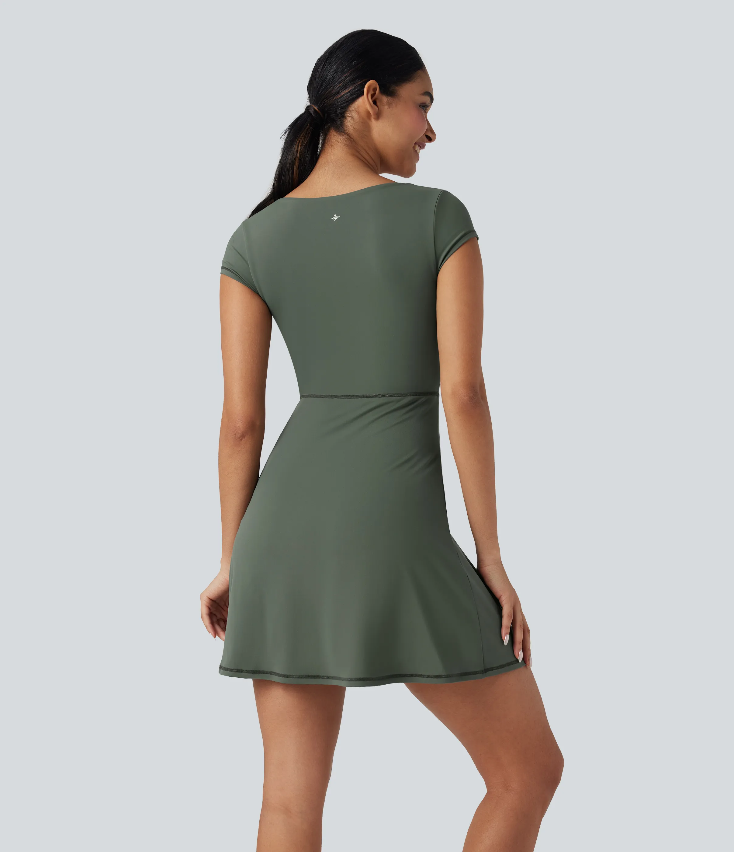 Halara Minivestido casual Softlyzero™ 2 en 1 con escote cuadrado y bolsillo - Smoke Grey Green - XL sold by Halara product image thumbnail 3