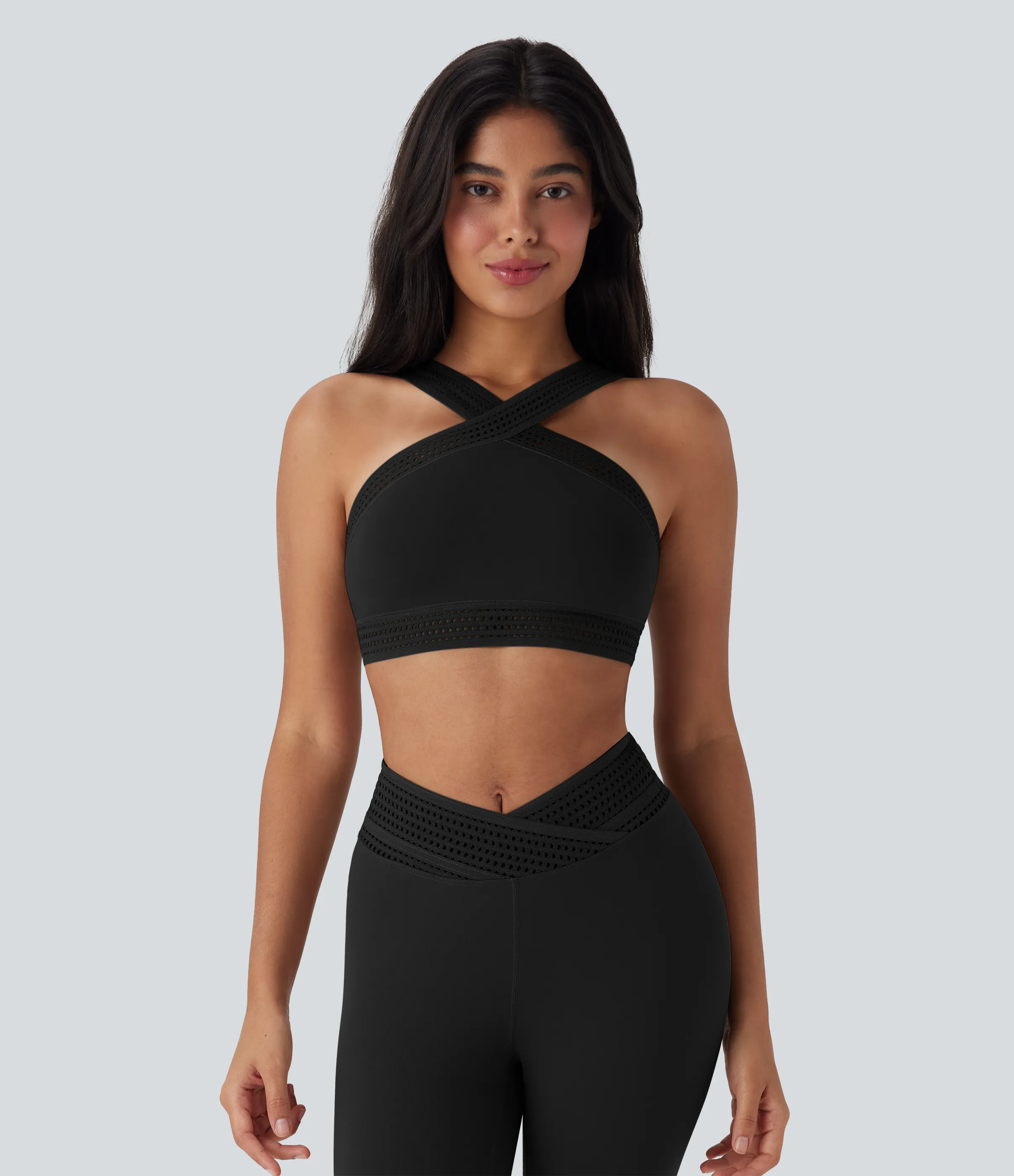 Halara Brasier deportivopara yoga de sujeción baja con cruce y abertura en copas A-C - Black - L sold by Halara product image thumbnail 3