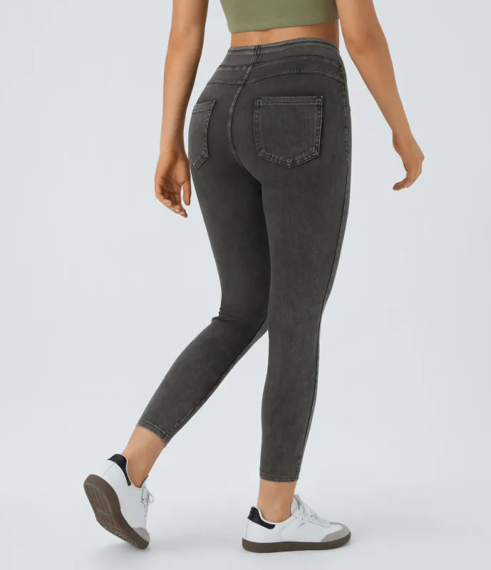 Halara Leggings Halara Flex™ Denim mezclilla elástico bolsillo lateral trasero tiro alto - Denim Black - XS(full_length) made by Halara