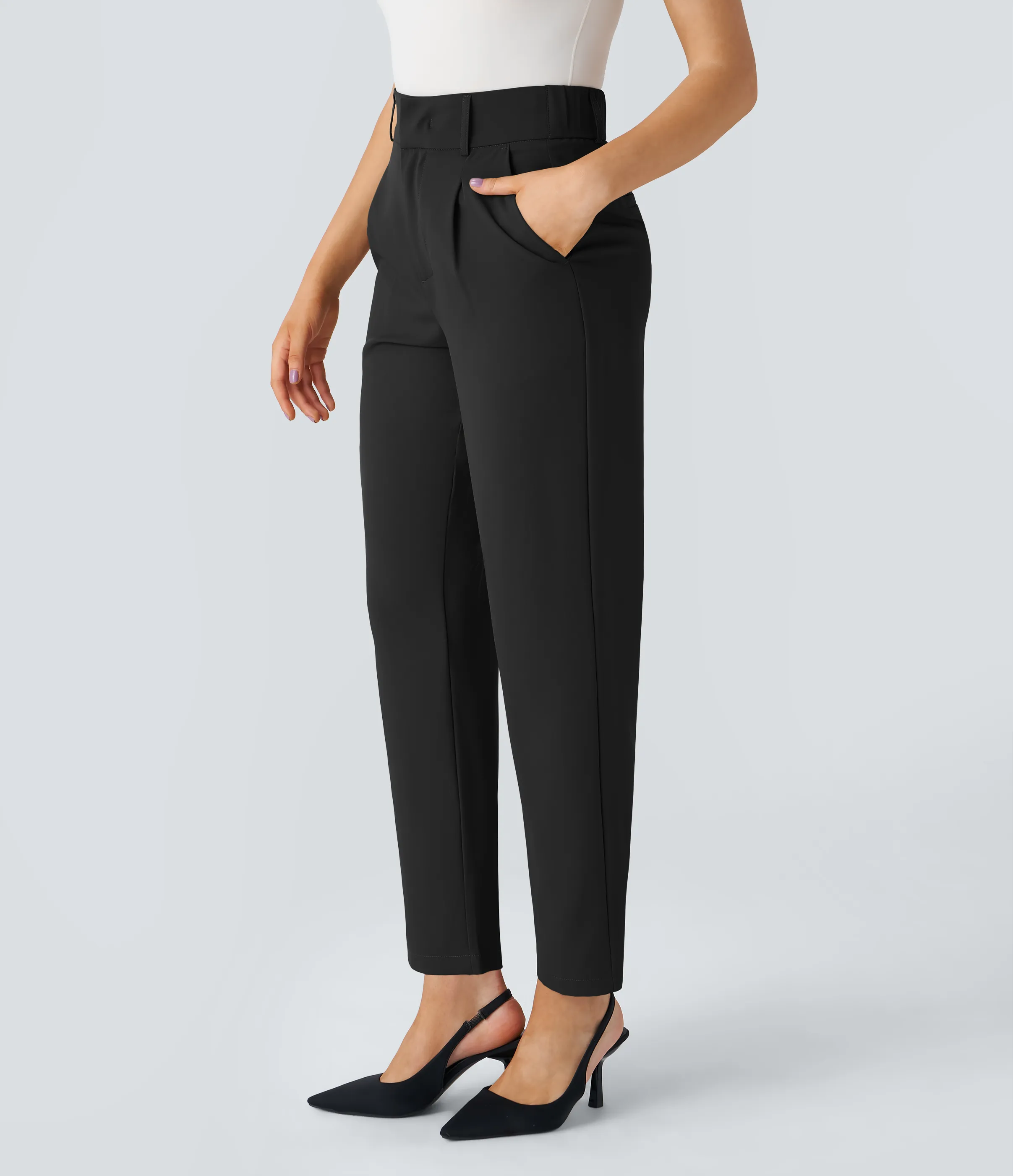 Halara Pantalón oficina ajustado tiro alto bolsillo lateral - Black - L(extall) sold by Halara product image thumbnail 4
