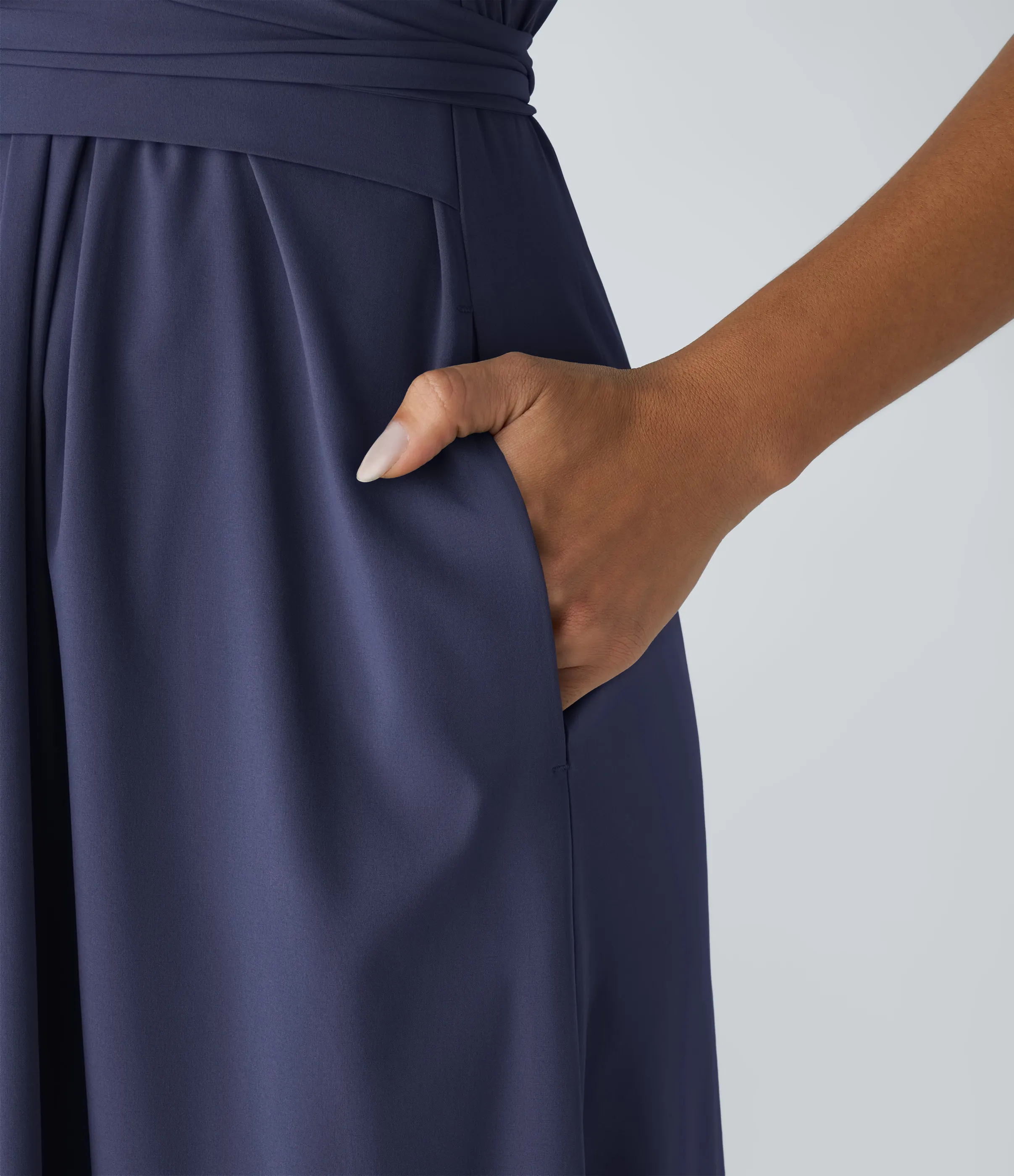 Halara Vestido midi Breezeful™ secado rápido cuello V manga corta bolsillo lateral lazo espalda - Patriot Blue - S sold by Halara product image thumbnail 5