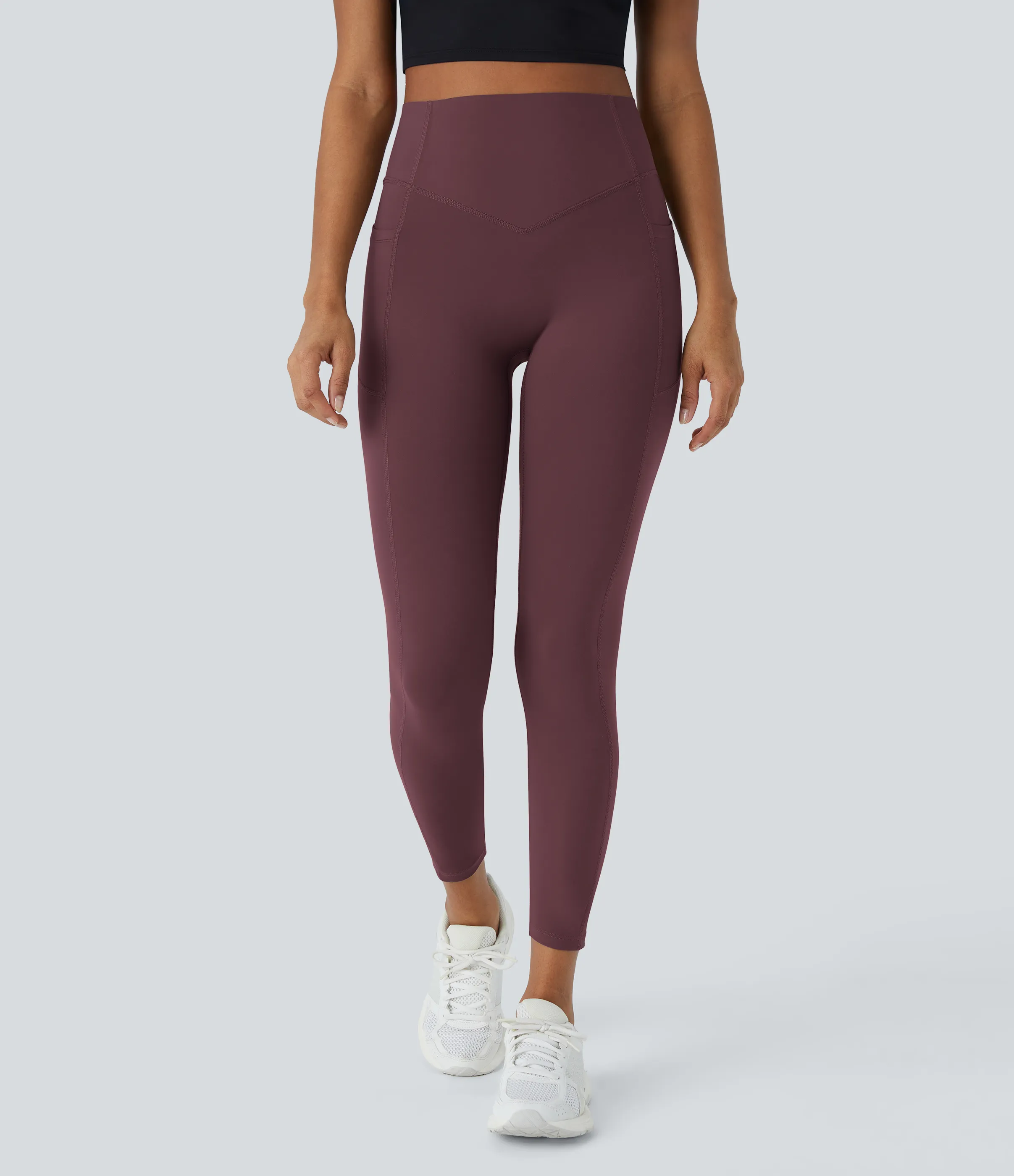 Halara Leggings SoCinched UltraSculpt entrenamiento moldeador bolsillo lateral control abdomen tiro alto - Evening Red - S(7/8) sold by Halara product image thumbnail 3